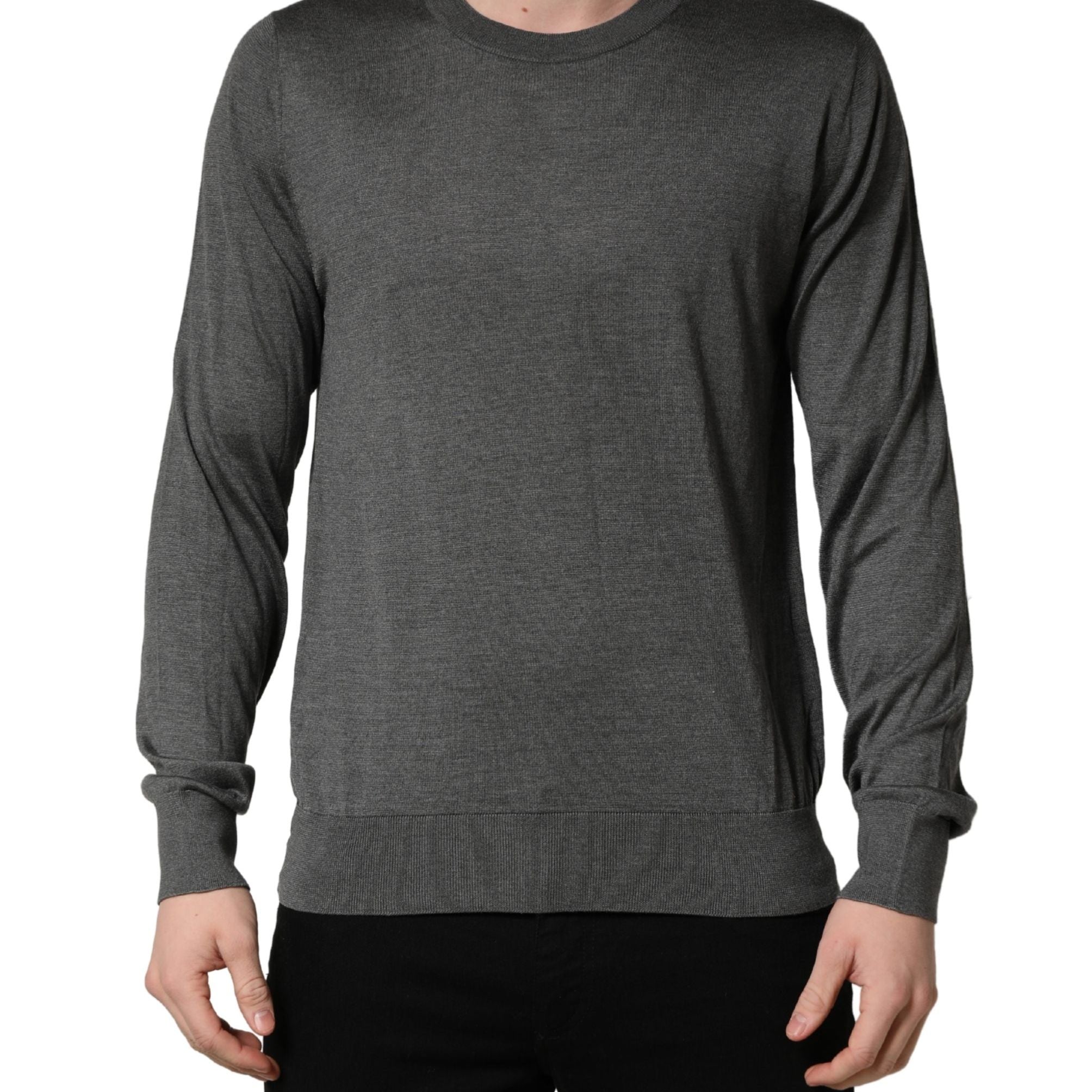 Dolce & Gabbana Gray Long Sleeves Crew Neck Pullover Sweater