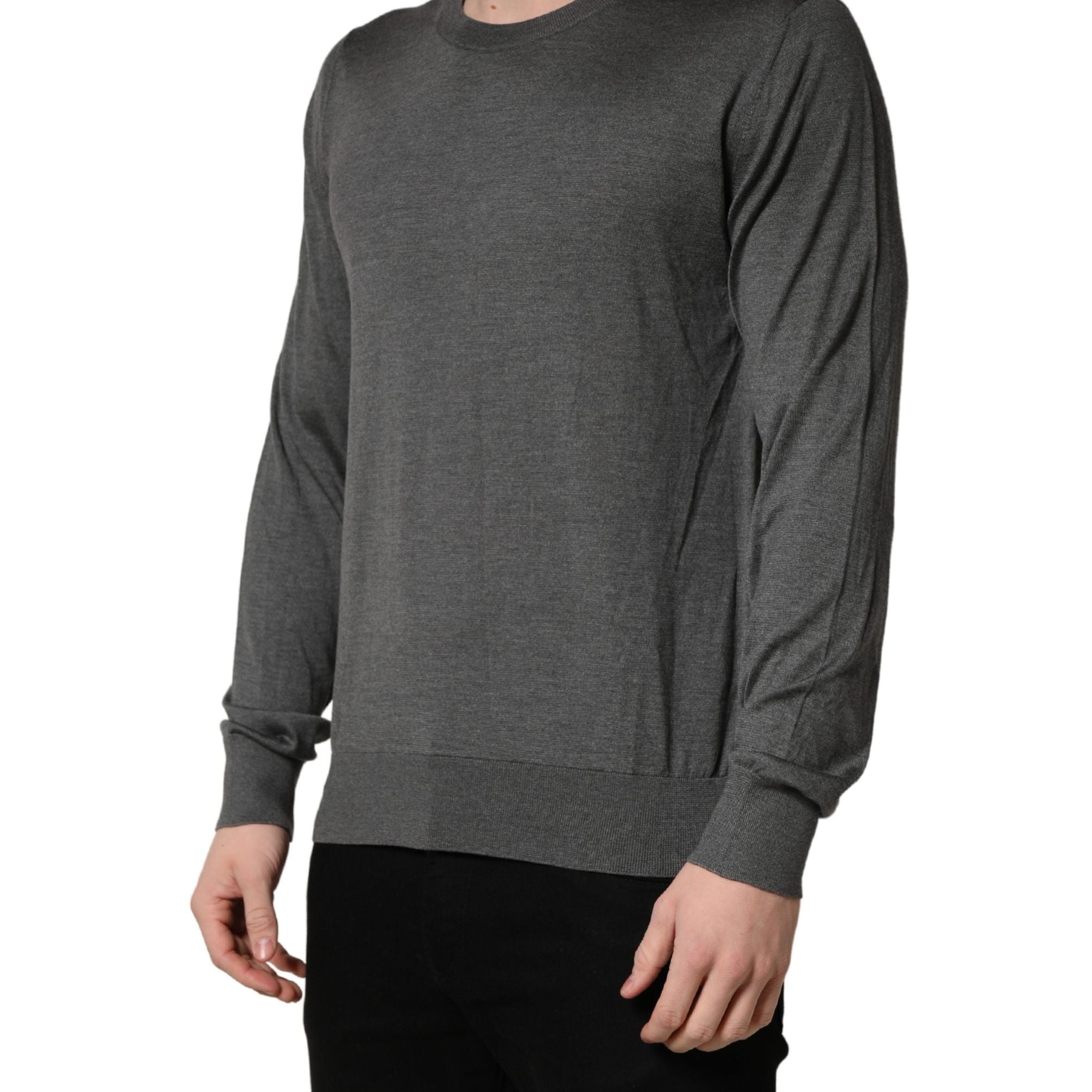 Dolce & Gabbana Gray Long Sleeves Crew Neck Pullover Sweater