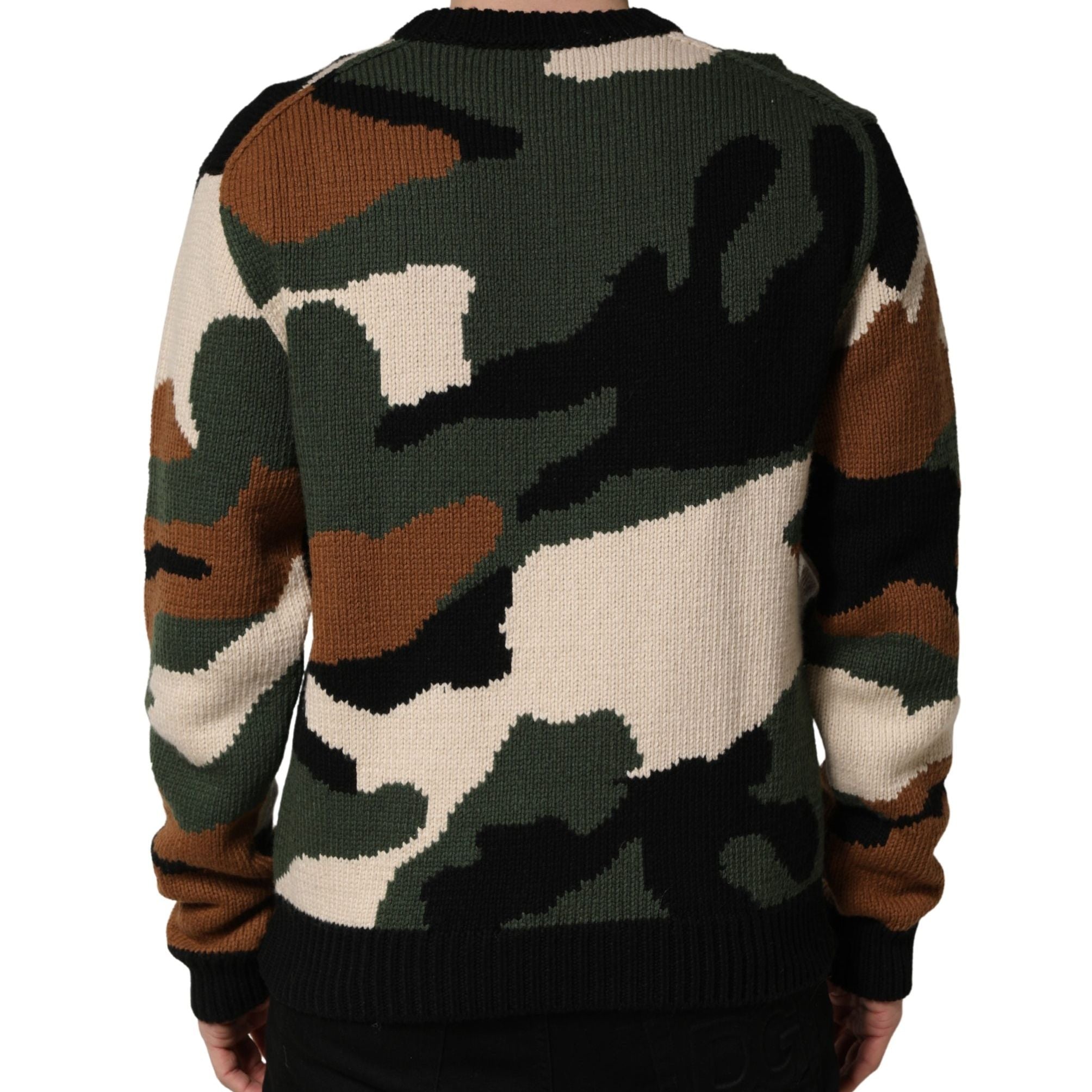 Dolce & Gabbana Multicolor Intarsia Knit Camouflage Pullover Sweater