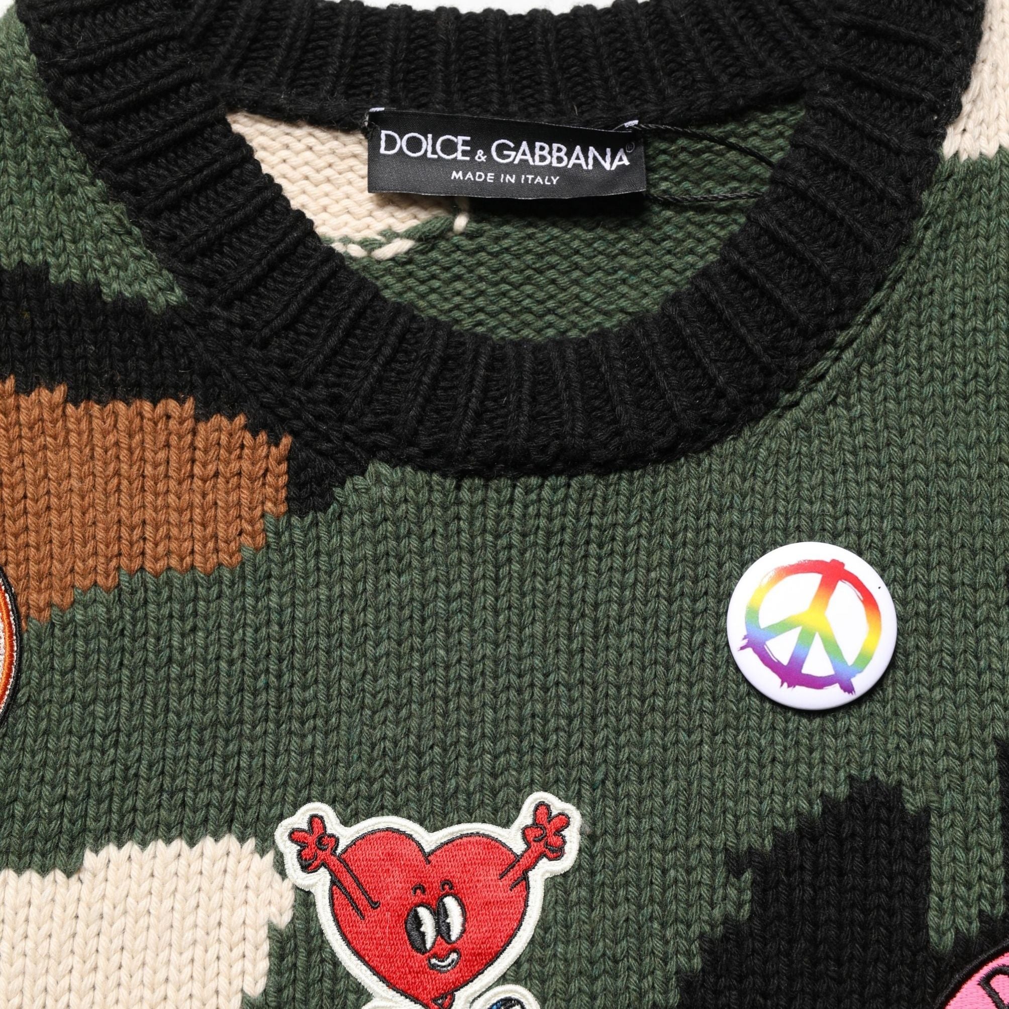 Dolce & Gabbana Multicolor Intarsia Knit Camouflage Pullover Sweater
