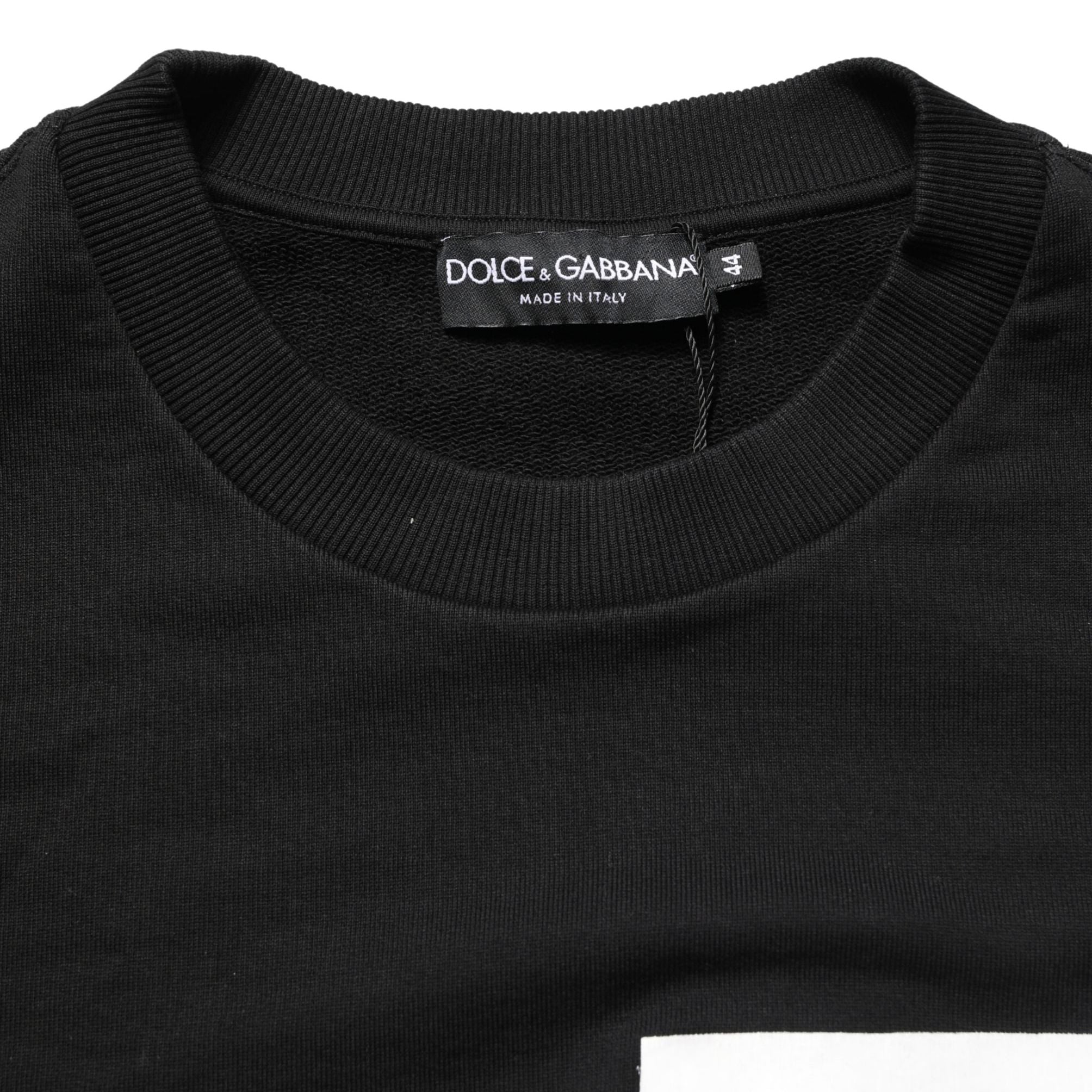 Dolce & Gabbana Black Logo Milano Cotton Sweatshirt Sweater