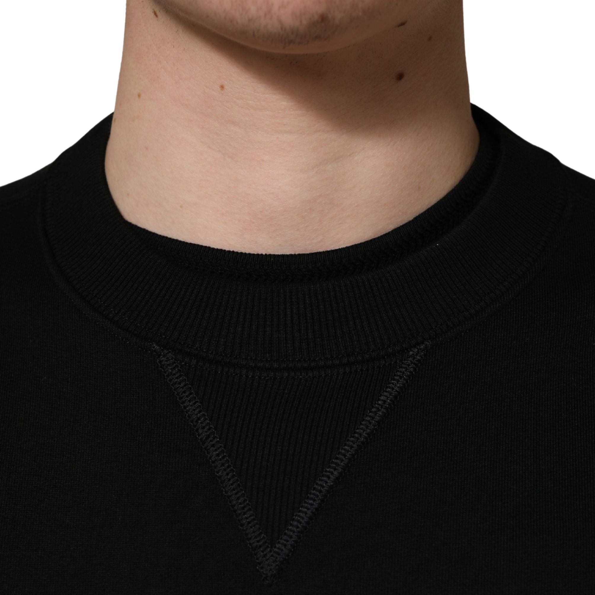 Dolce & Gabbana Black Embellished Cotton Sweatshirt Sweater