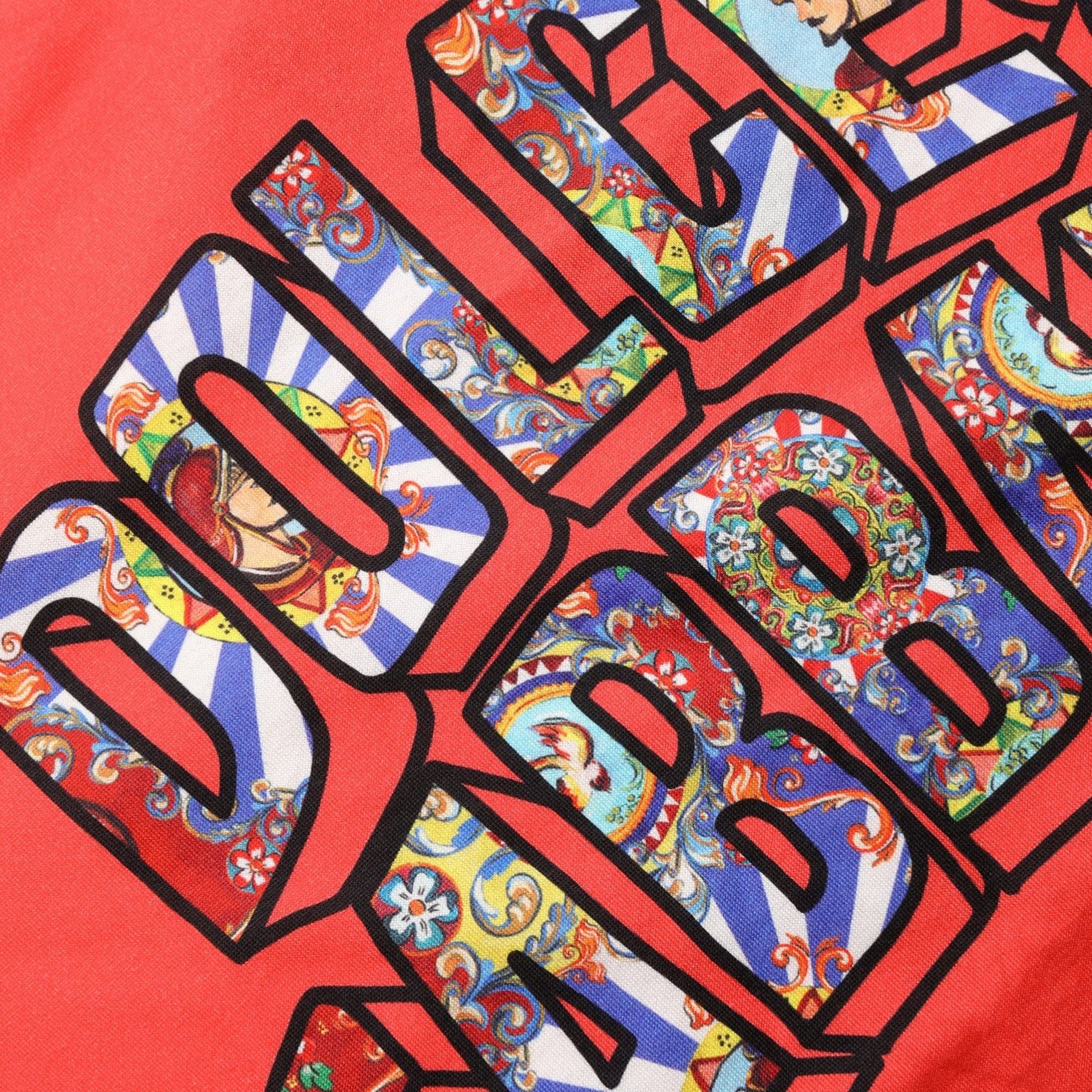 Dolce & Gabbana Orange Logo Print Cotton Crew Neck T-shirt
