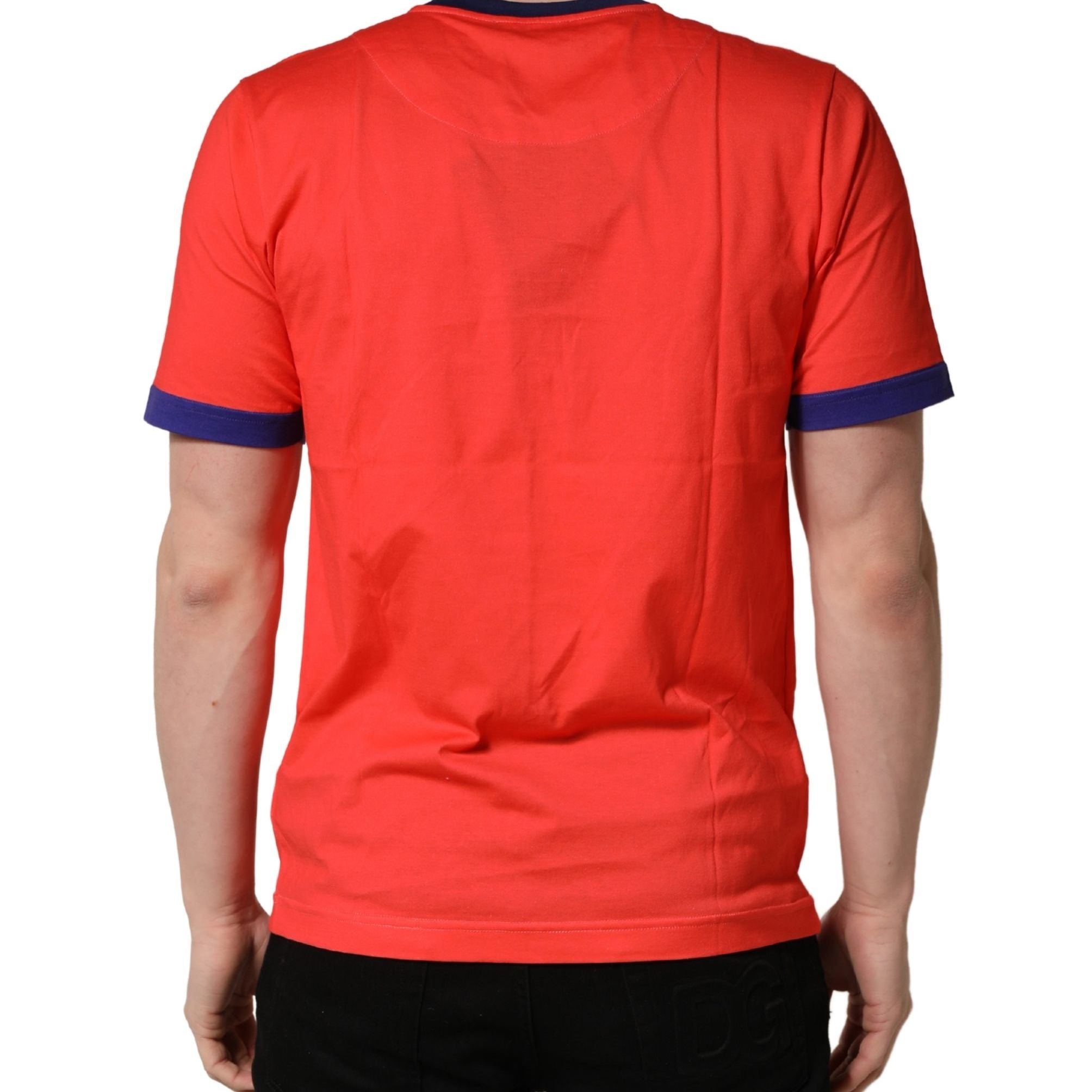 Dolce & Gabbana Orange Logo Print Cotton Crew Neck T-shirt