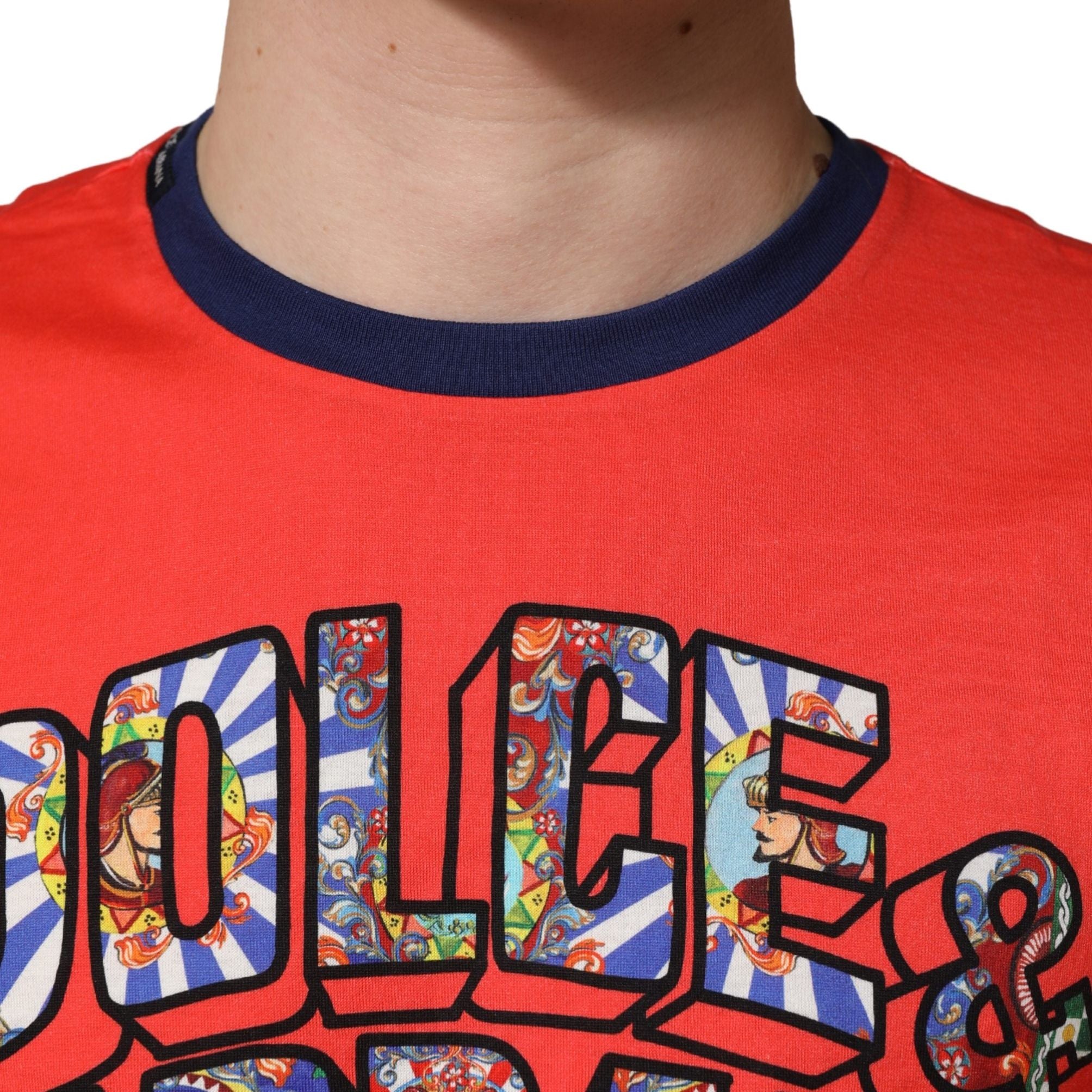 Dolce & Gabbana Orange Logo Print Cotton Crew Neck T-shirt