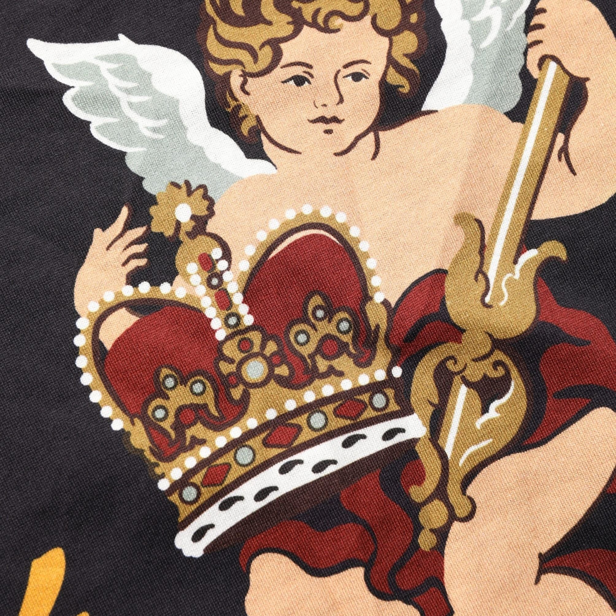 Dolce & Gabbana Black Angel Print Cotton Crew Neck T-shirt