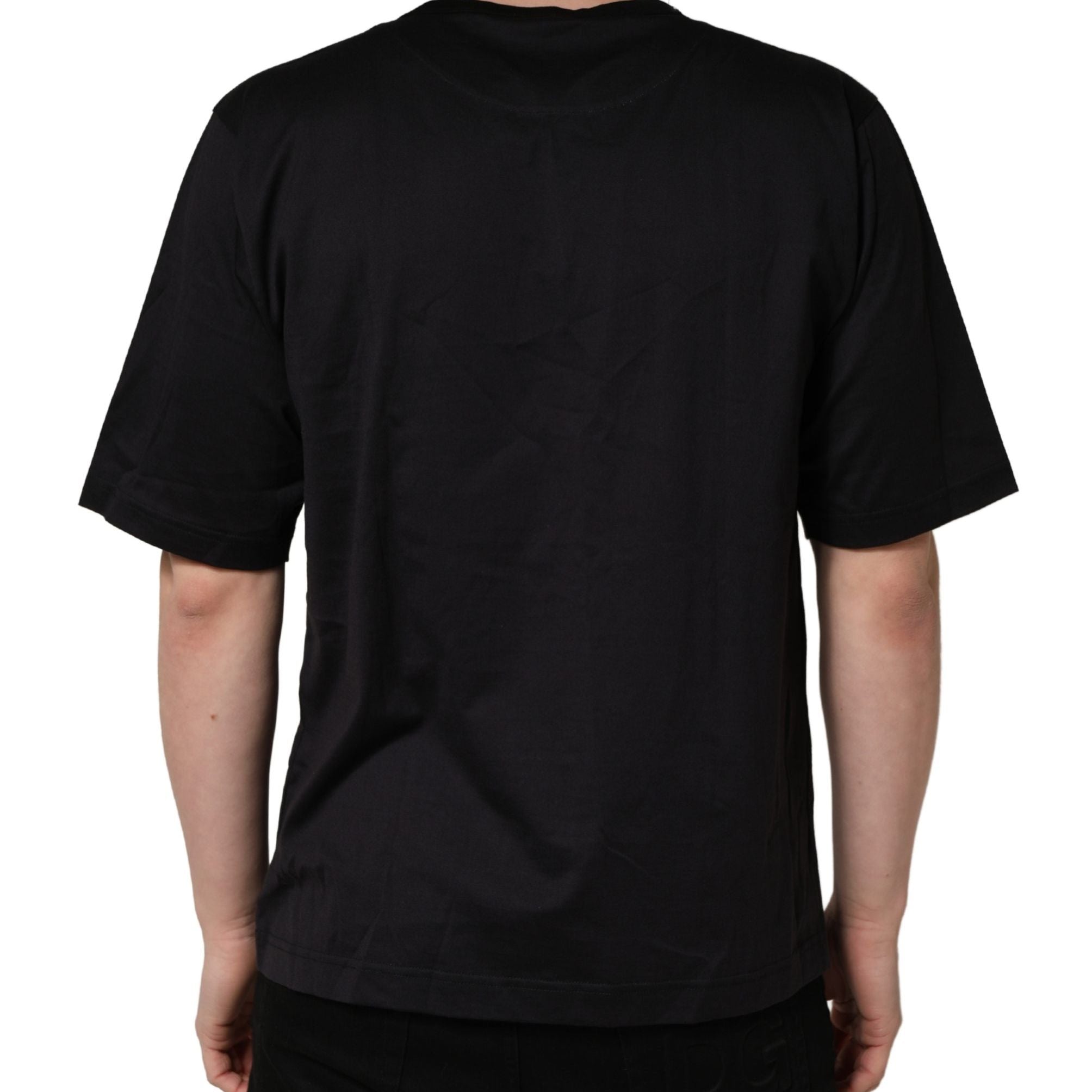 Dolce & Gabbana Black Angel Print Cotton Crew Neck T-shirt