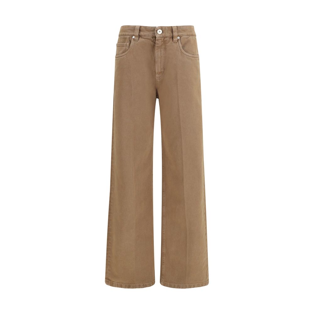 Brunello Cucinelli Brown Cotton Straight-Leg Jeans