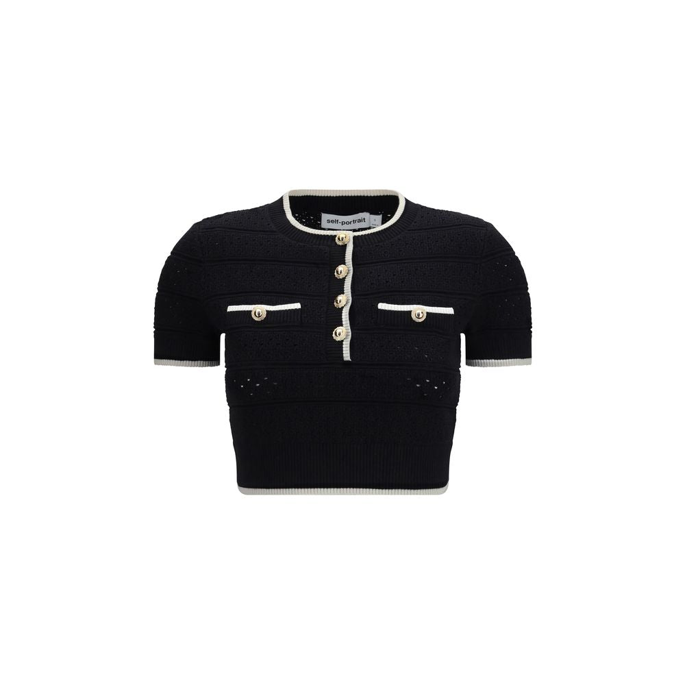 Self-Portrait Black Cotton Blouse