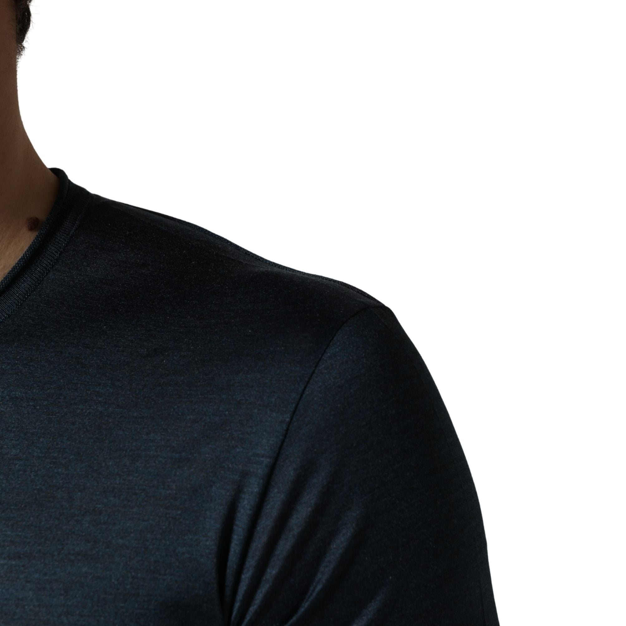 Dolce & Gabbana Dark Blue Silk Crew Neck Short Sleeve T-shirt
