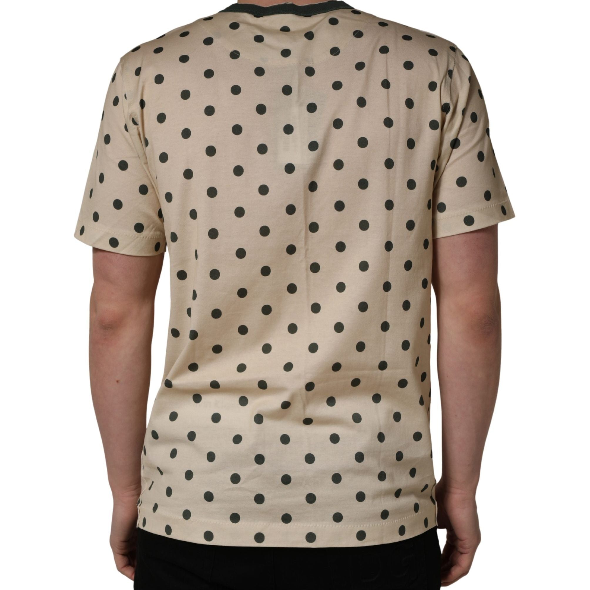 Dolce & Gabbana Beige Cotton Polka Dot Graphic Tee T-shirt