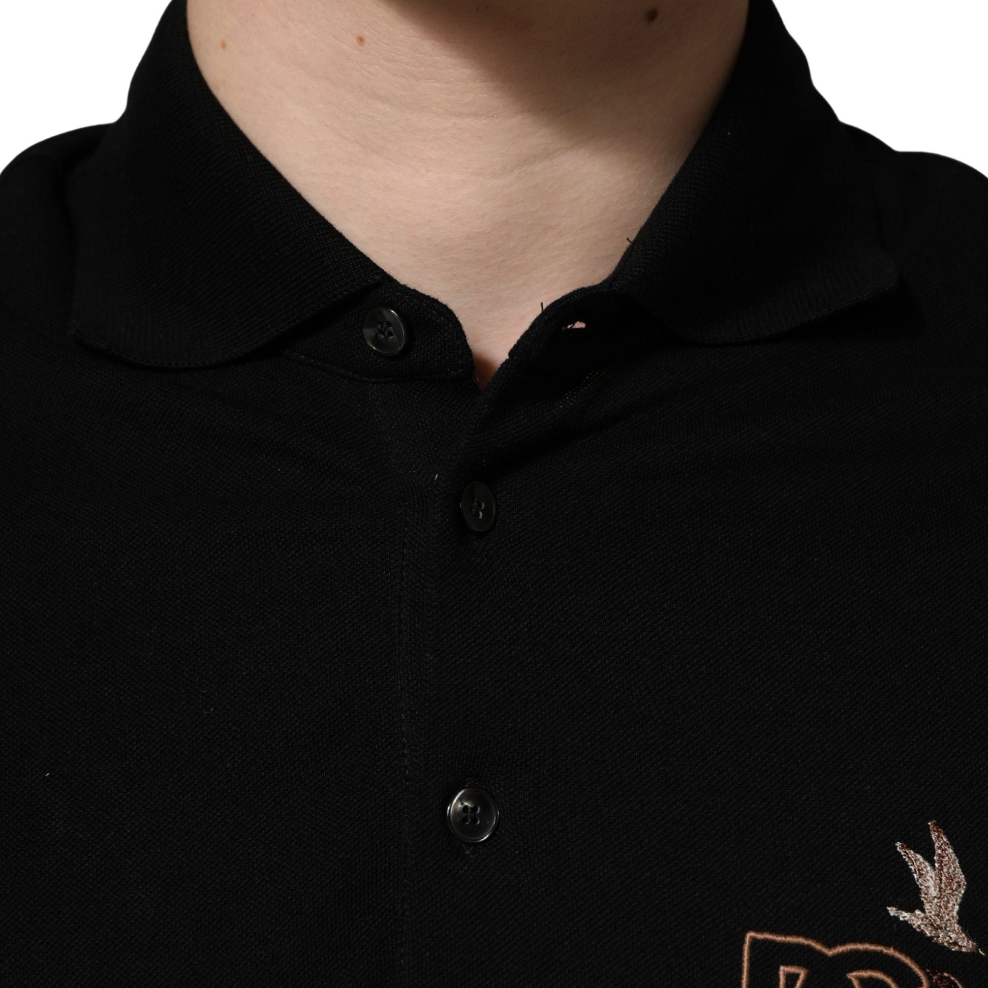 Dolce & Gabbana Black DG Logo Palm Leaves Embroidery Polo T-shirt