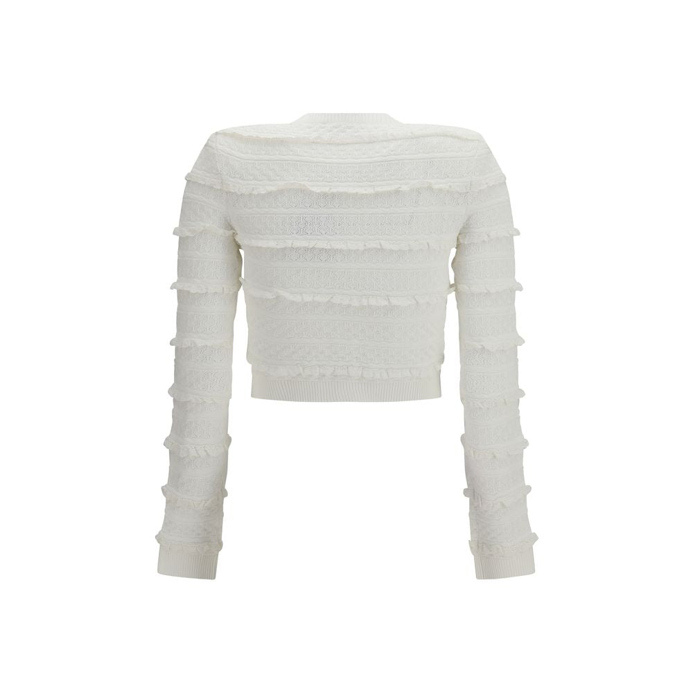 Self-Portrait White Viscose Cardigan