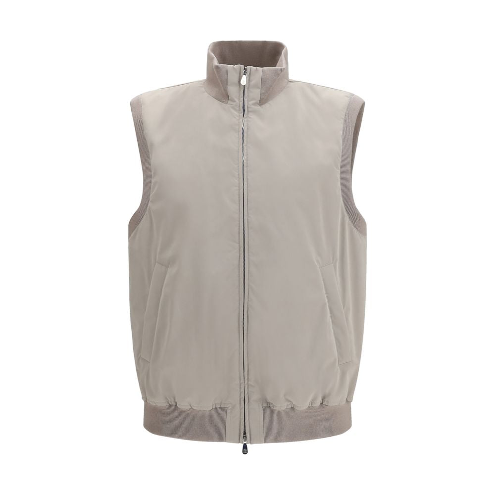 Brunello Cucinelli Gray Polyester Sleveless Jacket