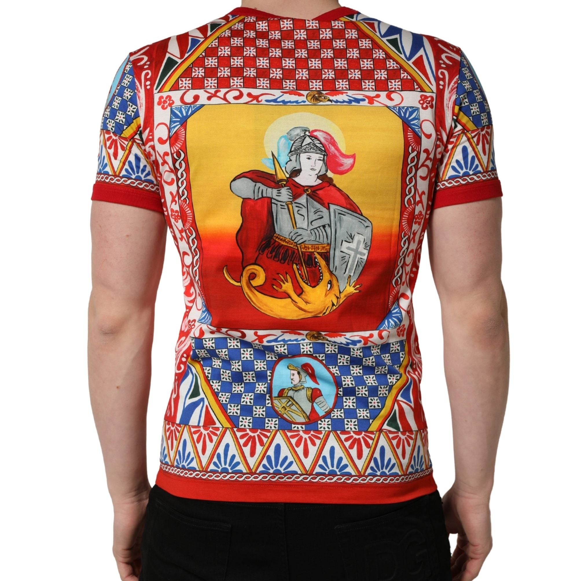 Dolce & Gabbana Multicolor Carretto Print Crew Neck T-shirt