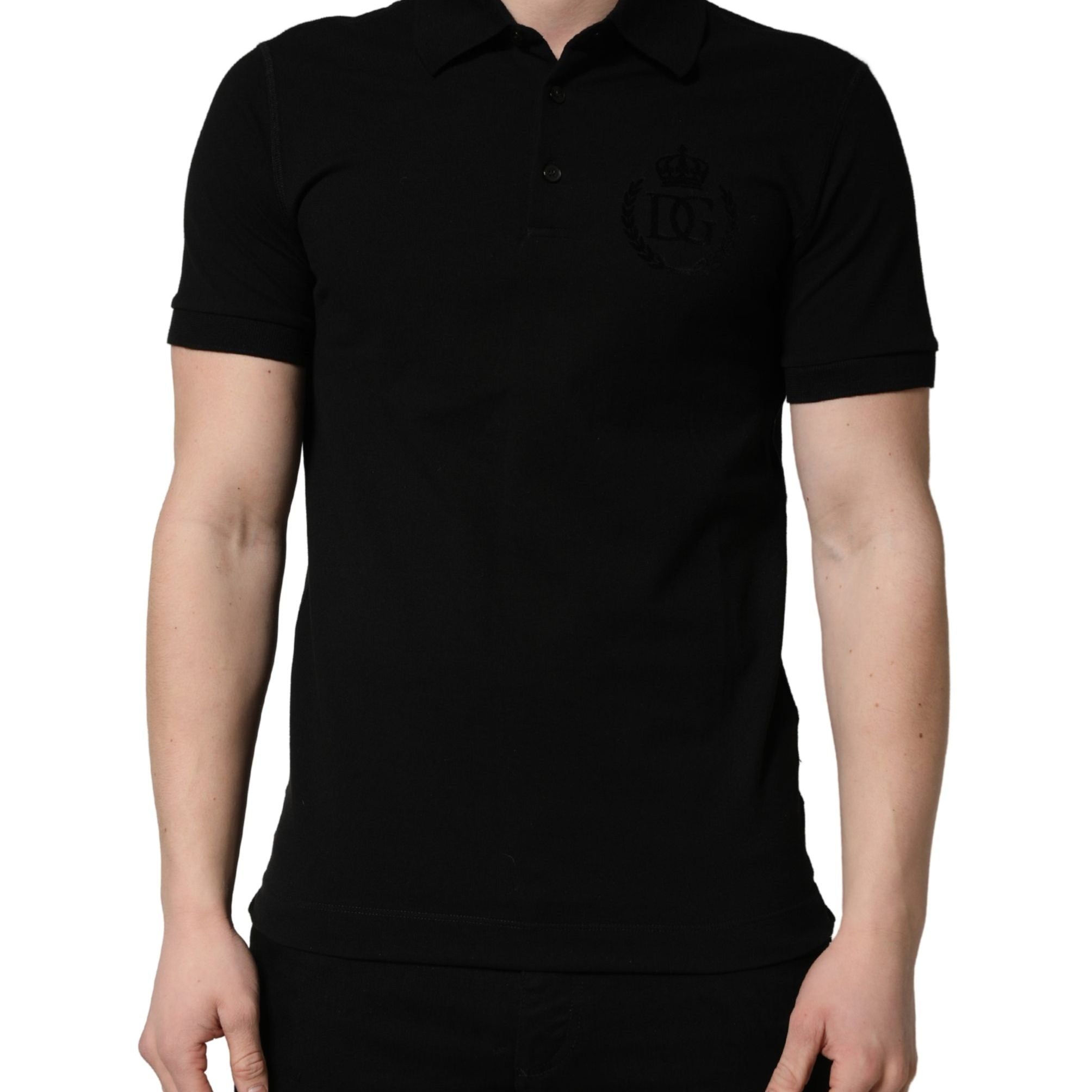 Dolce & Gabbana Black Cotton Collared Short Sleeves Men Polo T-shirt