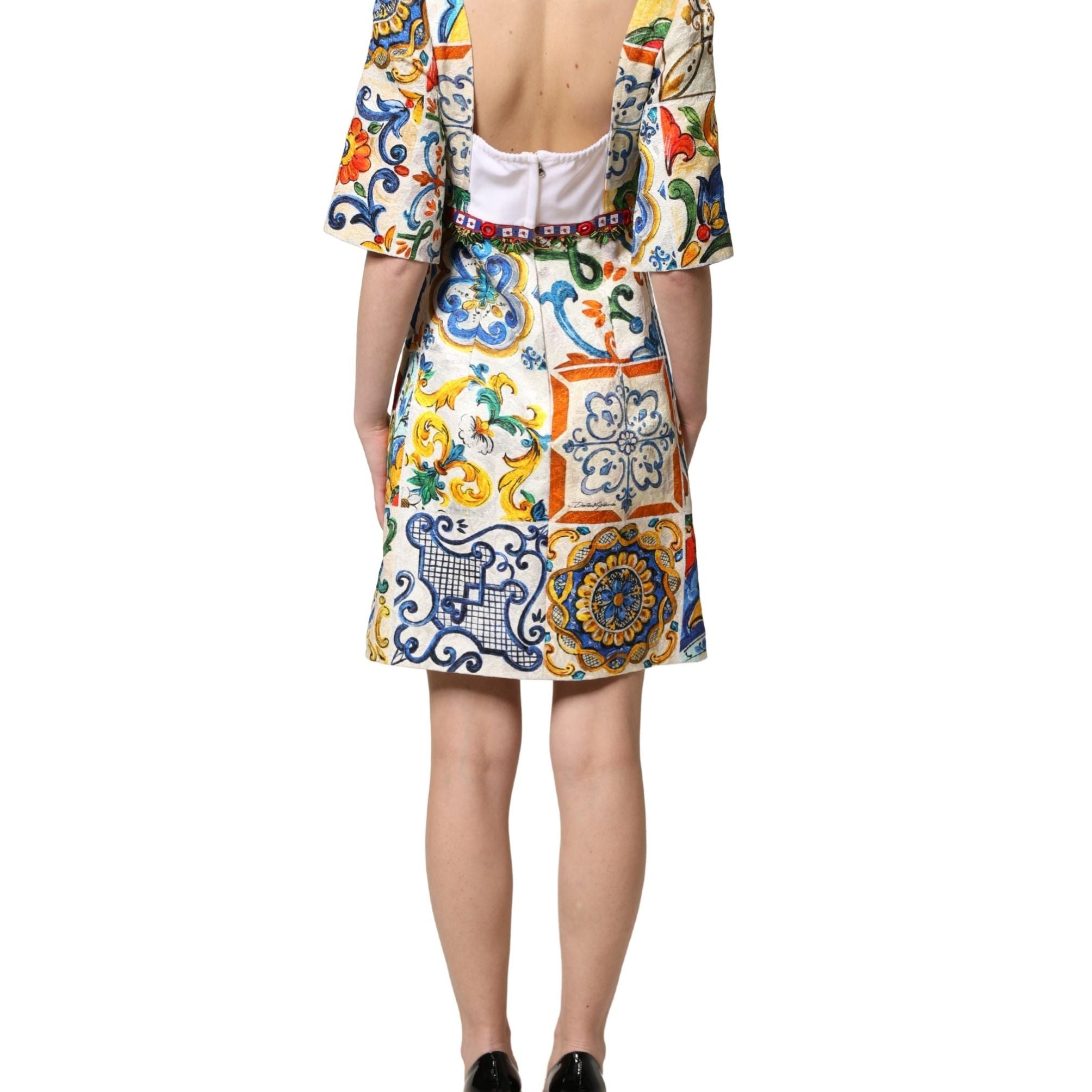 Dolce & Gabbana Multicolor Majolica Print Cotton Mini Dress