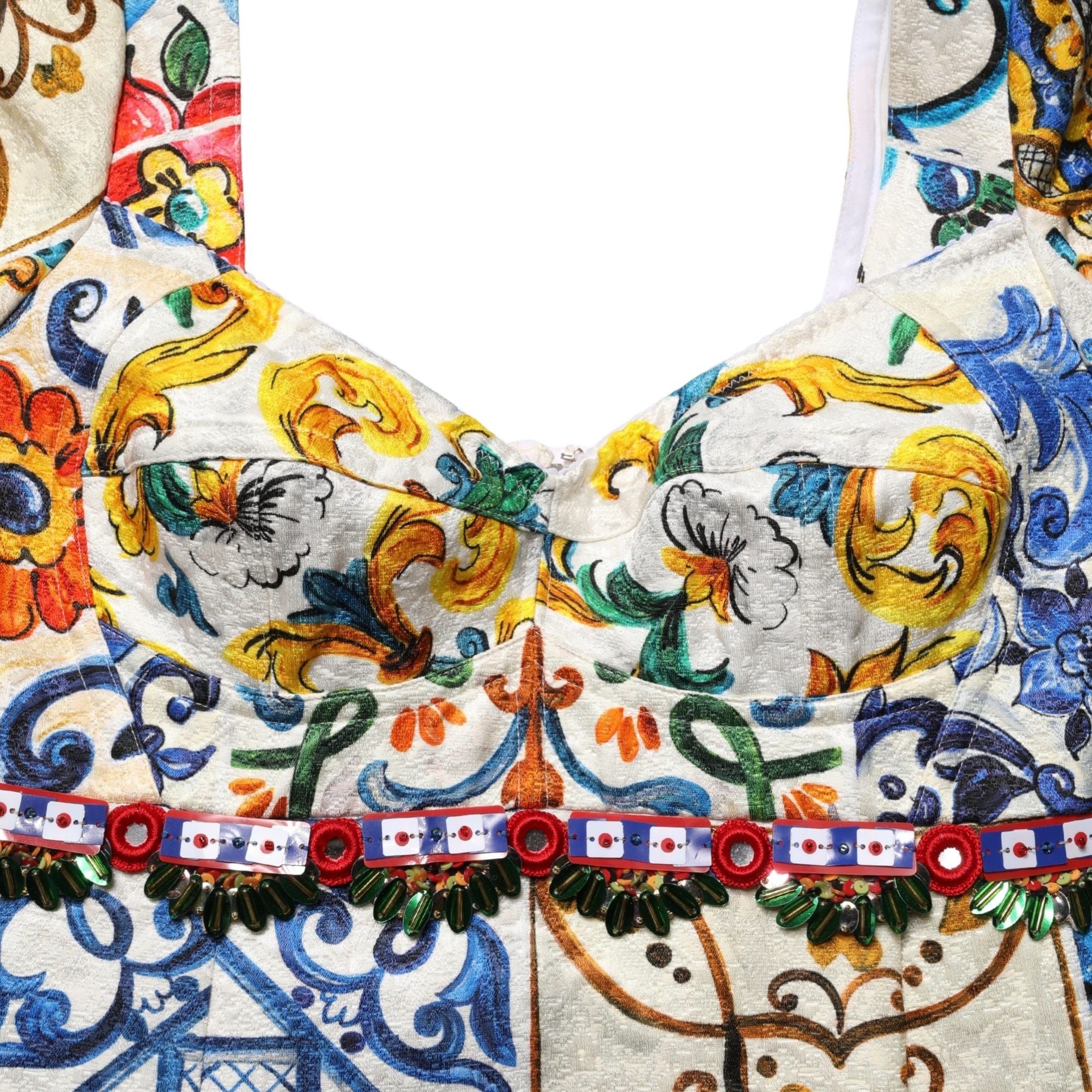 Dolce & Gabbana Multicolor Majolica Print Cotton Mini Dress