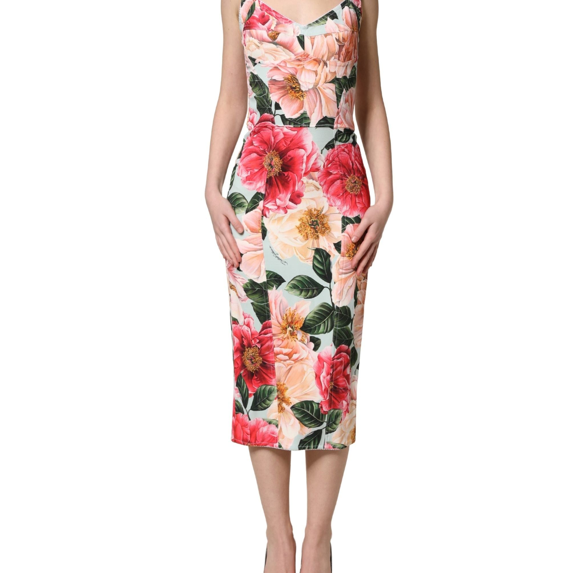 Dolce & Gabbana Multicolor Floral Print Viscose Sheath Dress