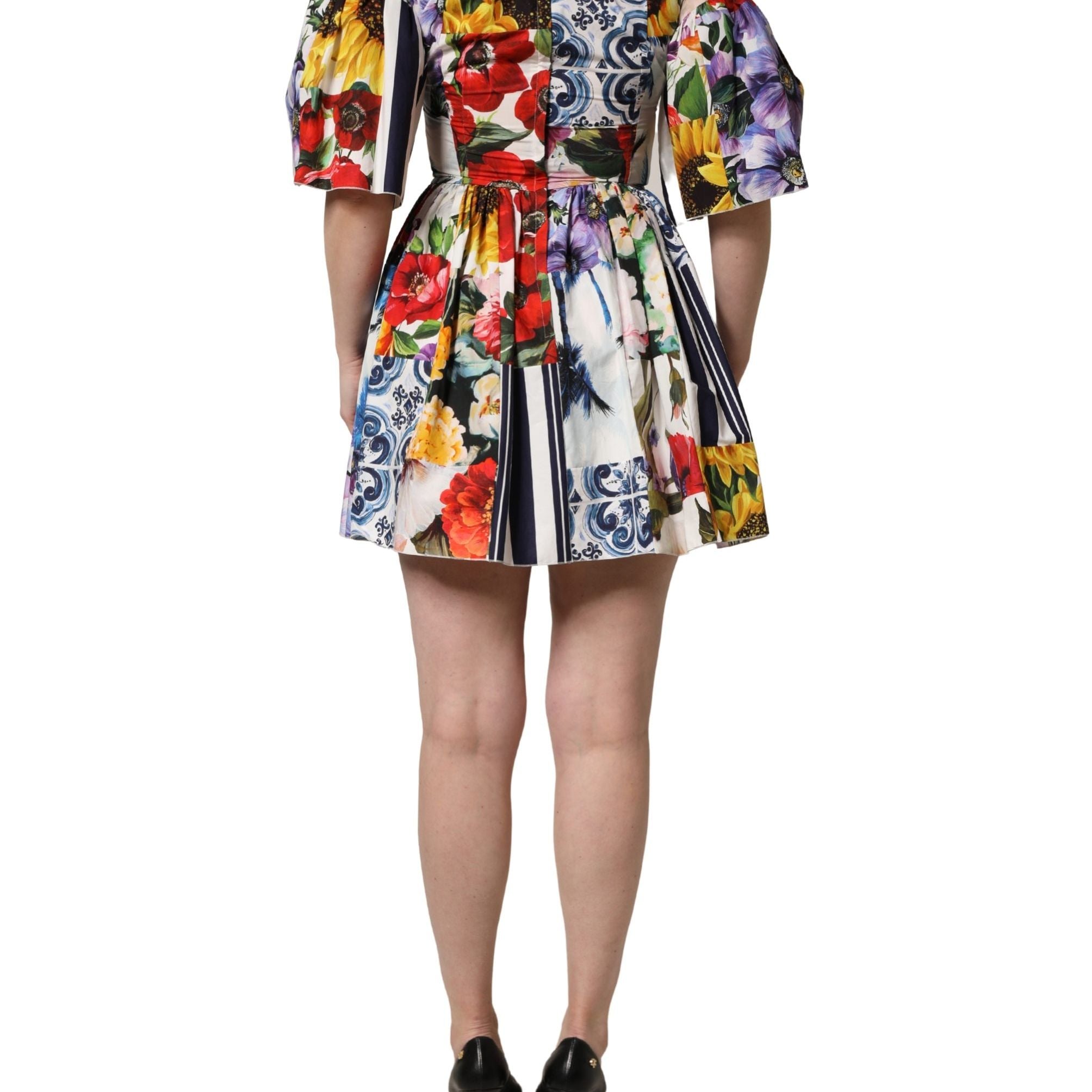 Dolce & Gabbana Multicolor Patchwork Cotton Poplin Mini Dress