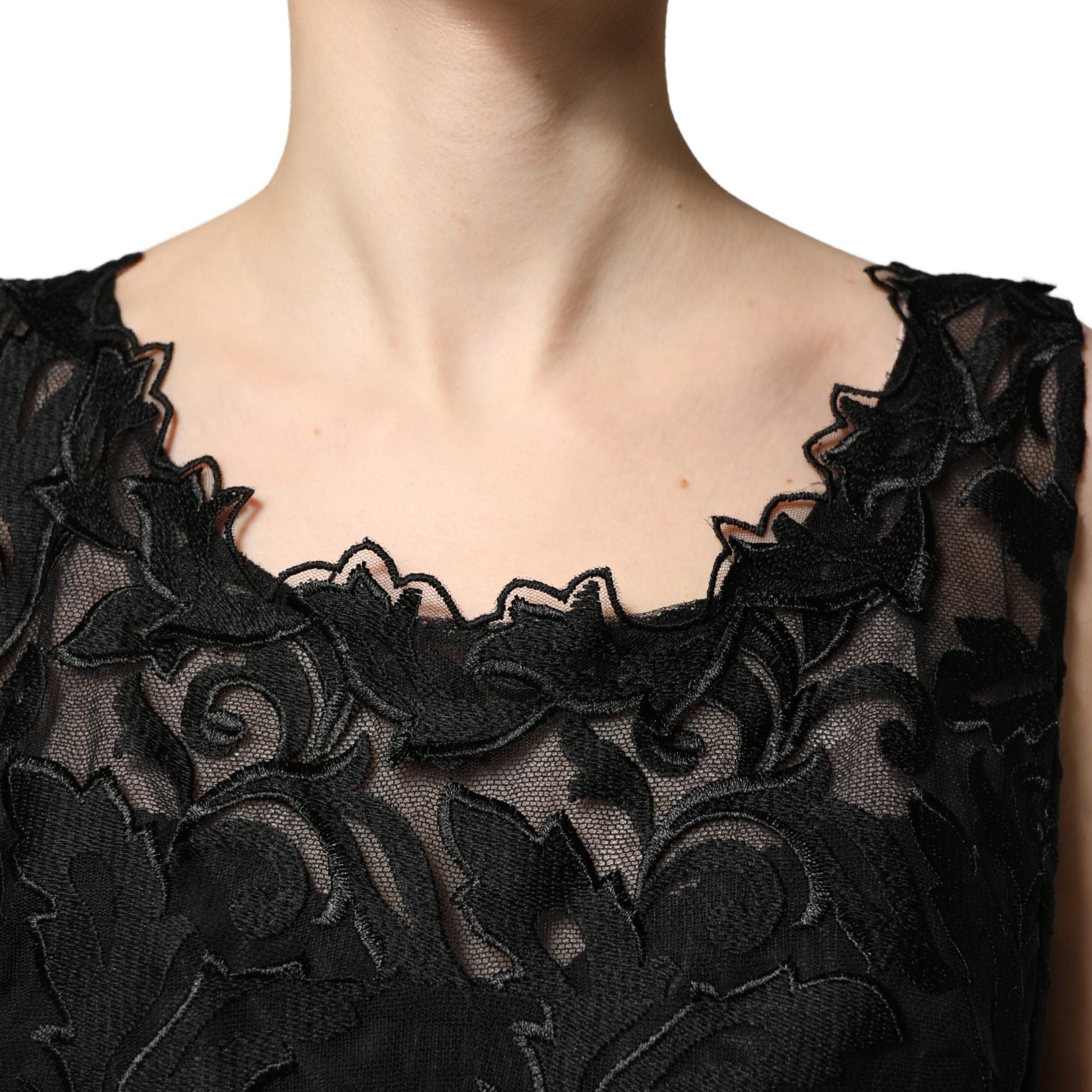 Dolce & Gabbana Black Lace Full Length Evening Gown Dress