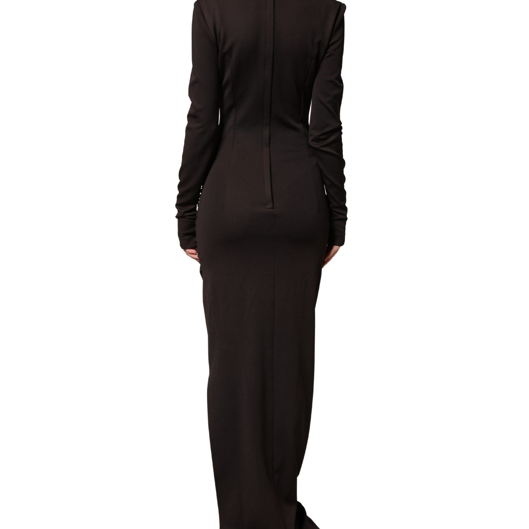 Dolce & Gabbana Brown Turtleneck Jersey Long Maxi Dress