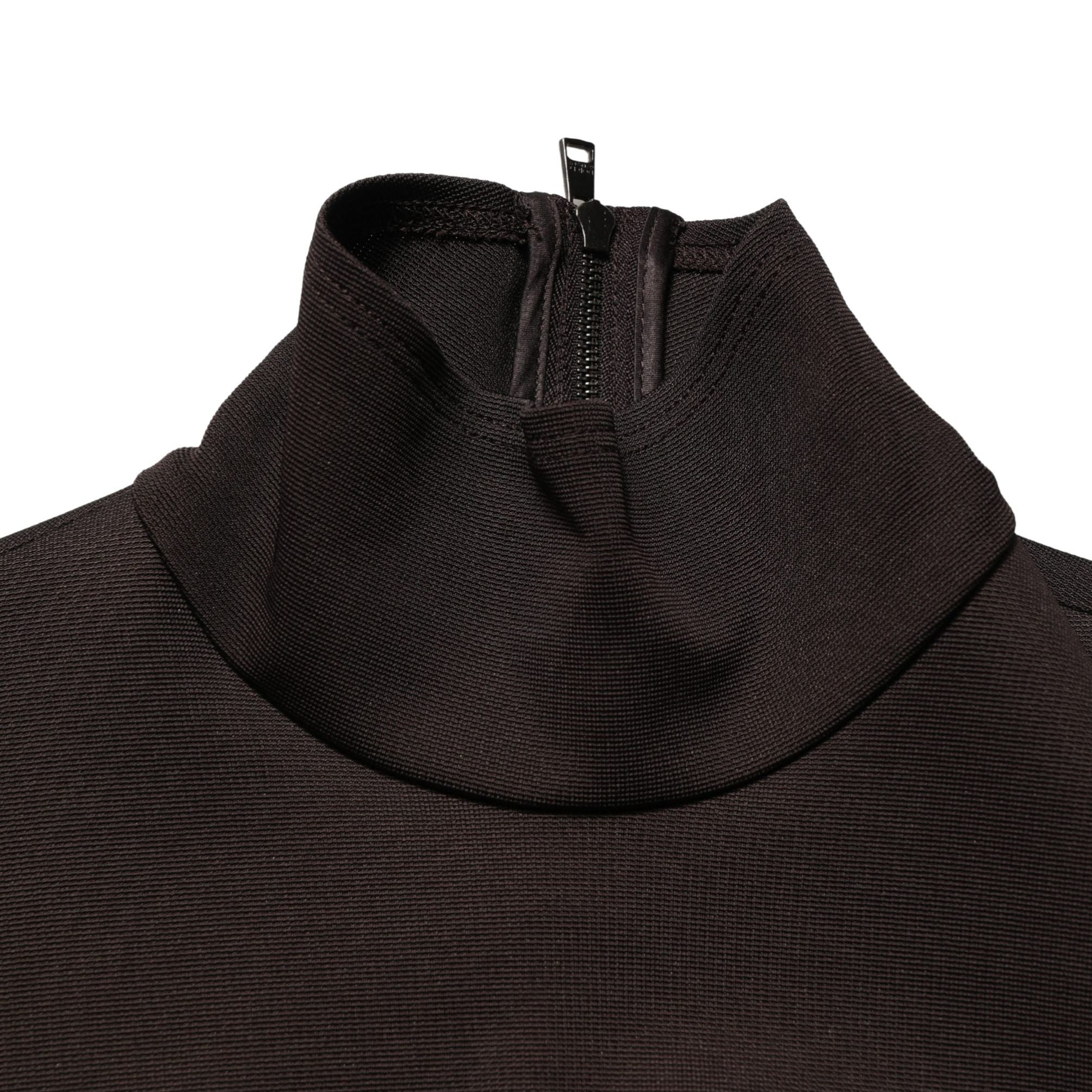Dolce & Gabbana Brown Turtleneck Jersey Long Maxi Dress