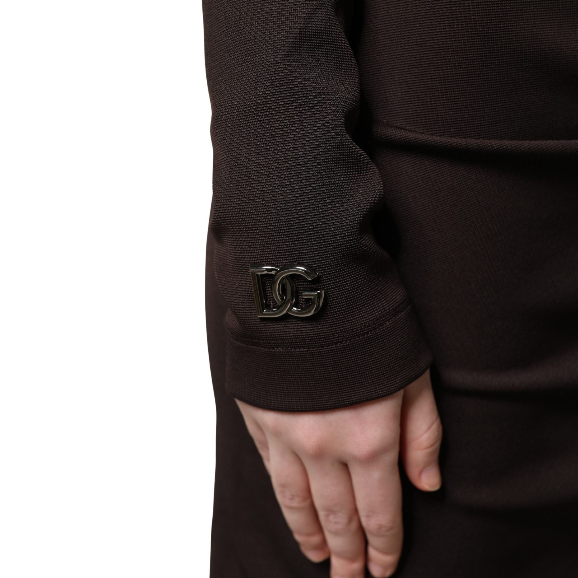 Dolce & Gabbana Brown Turtleneck Jersey Long Maxi Dress