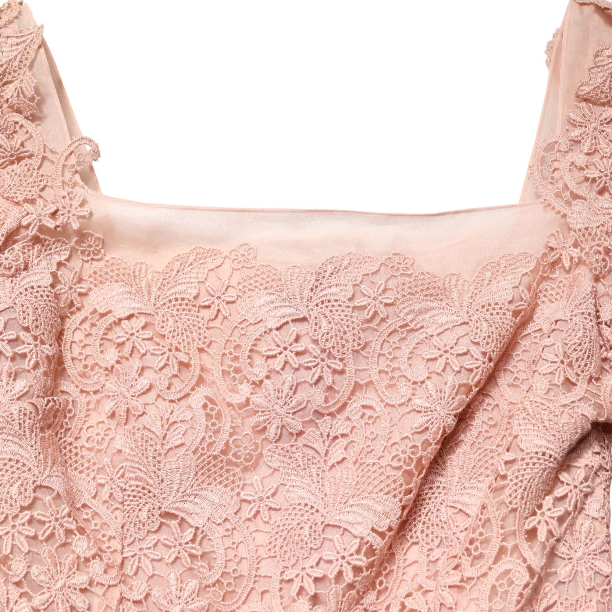 Dolce & Gabbana Pink Lace Long-Sleeved Evening Gown Dress