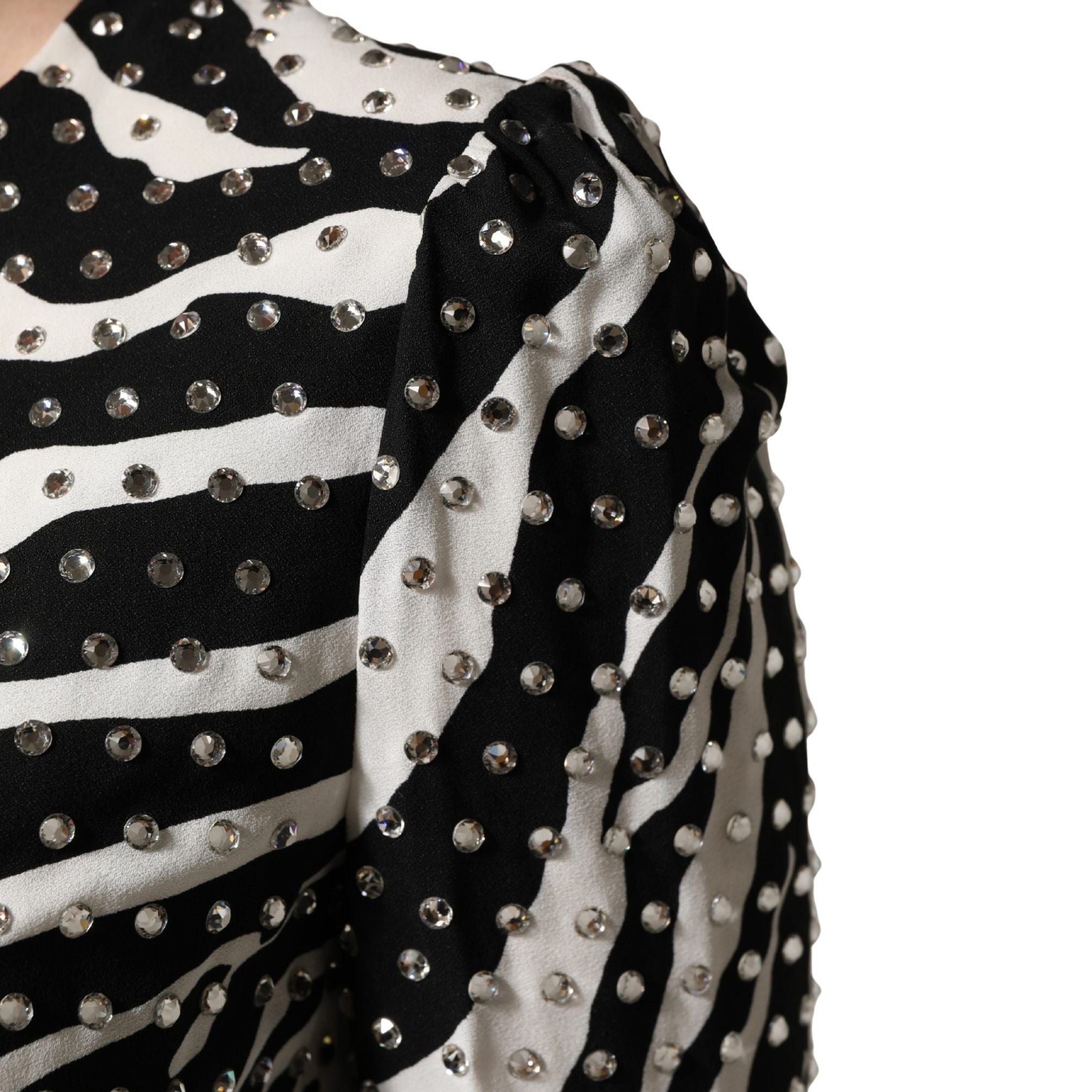 Dolce & Gabbana Black White Zebra Rhinestones Mini Dress
