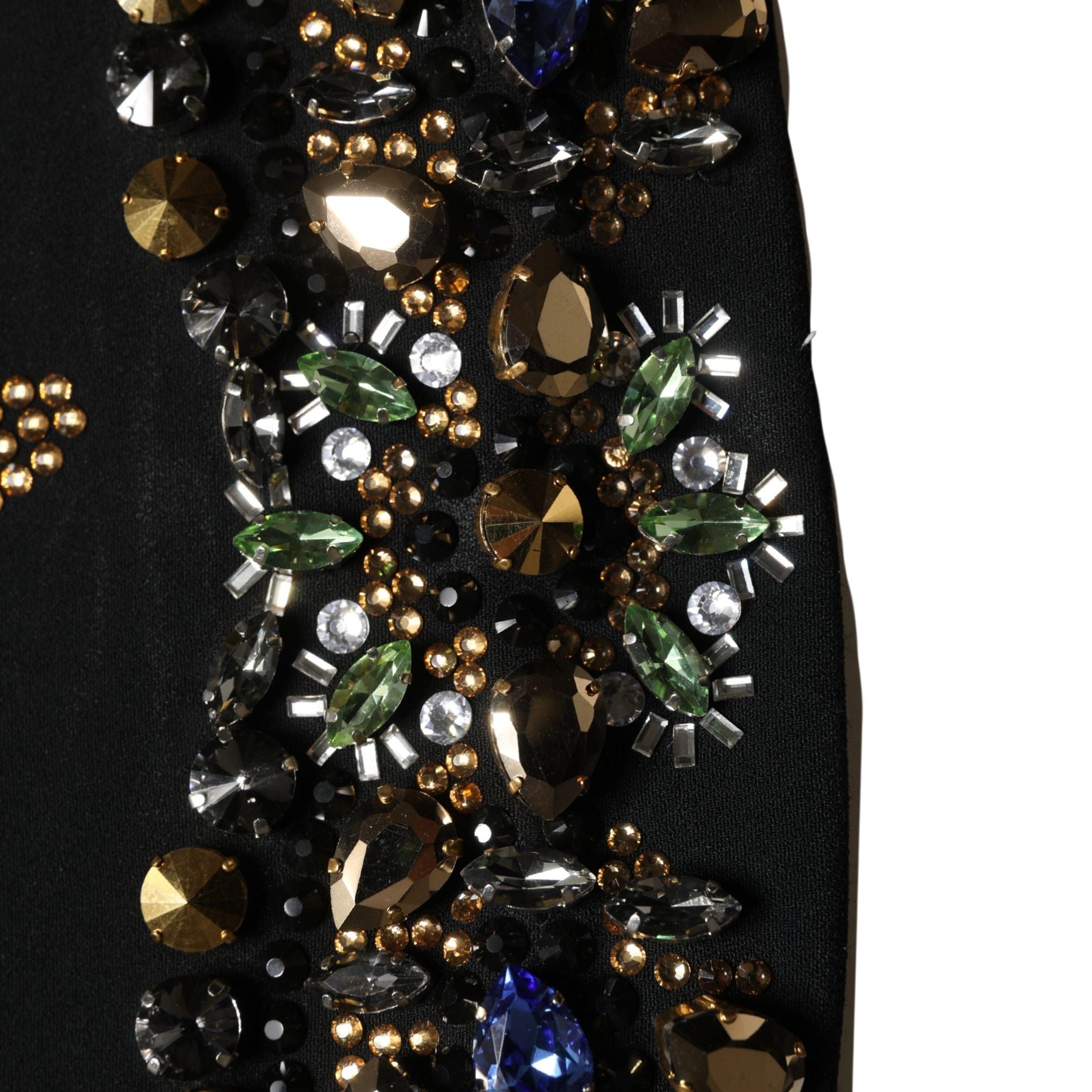 Dolce & Gabbana Black Sleeveless Floral Bead Embellishments Dress