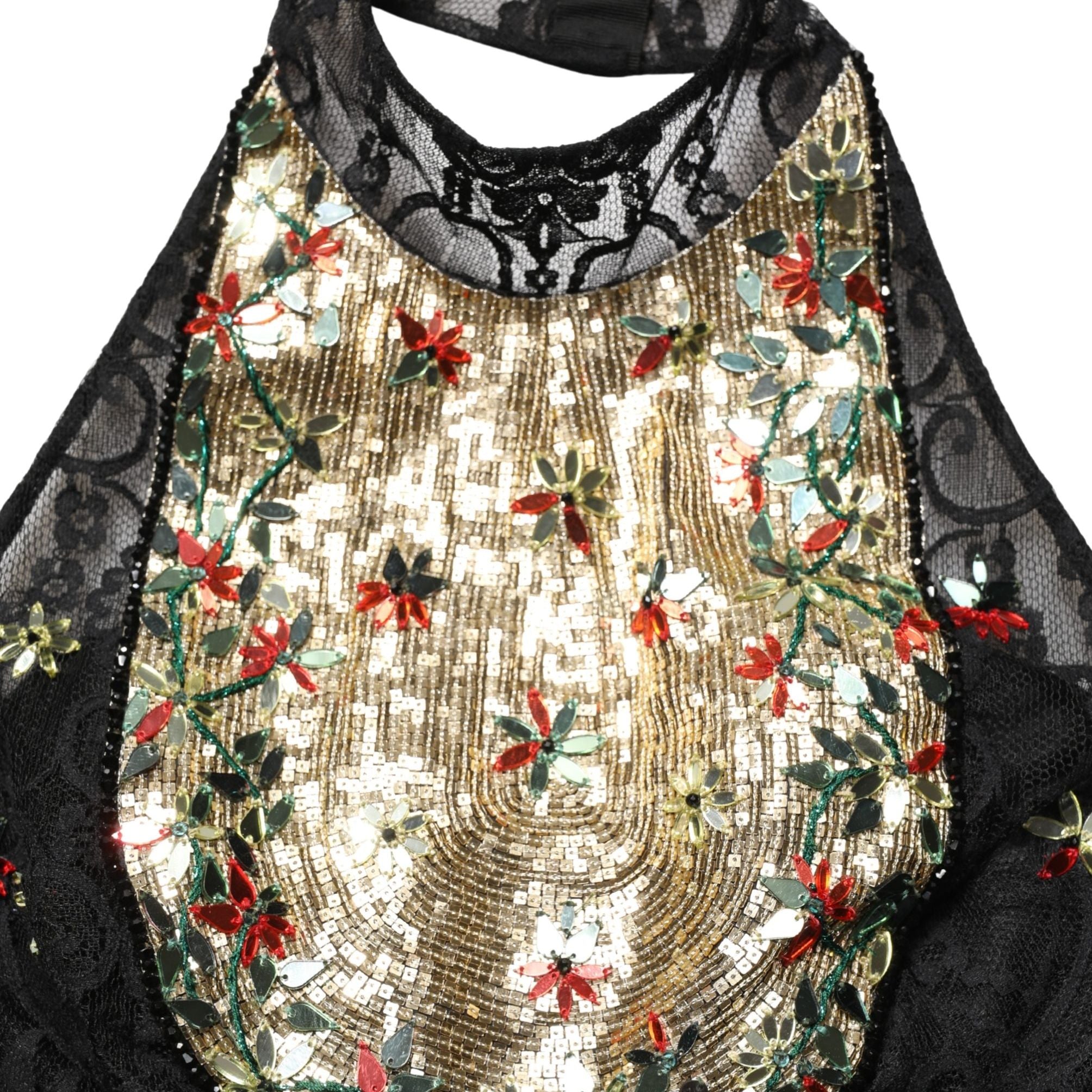 Dolce & Gabbana Black Sequin Embellished Sheath Mini Dress