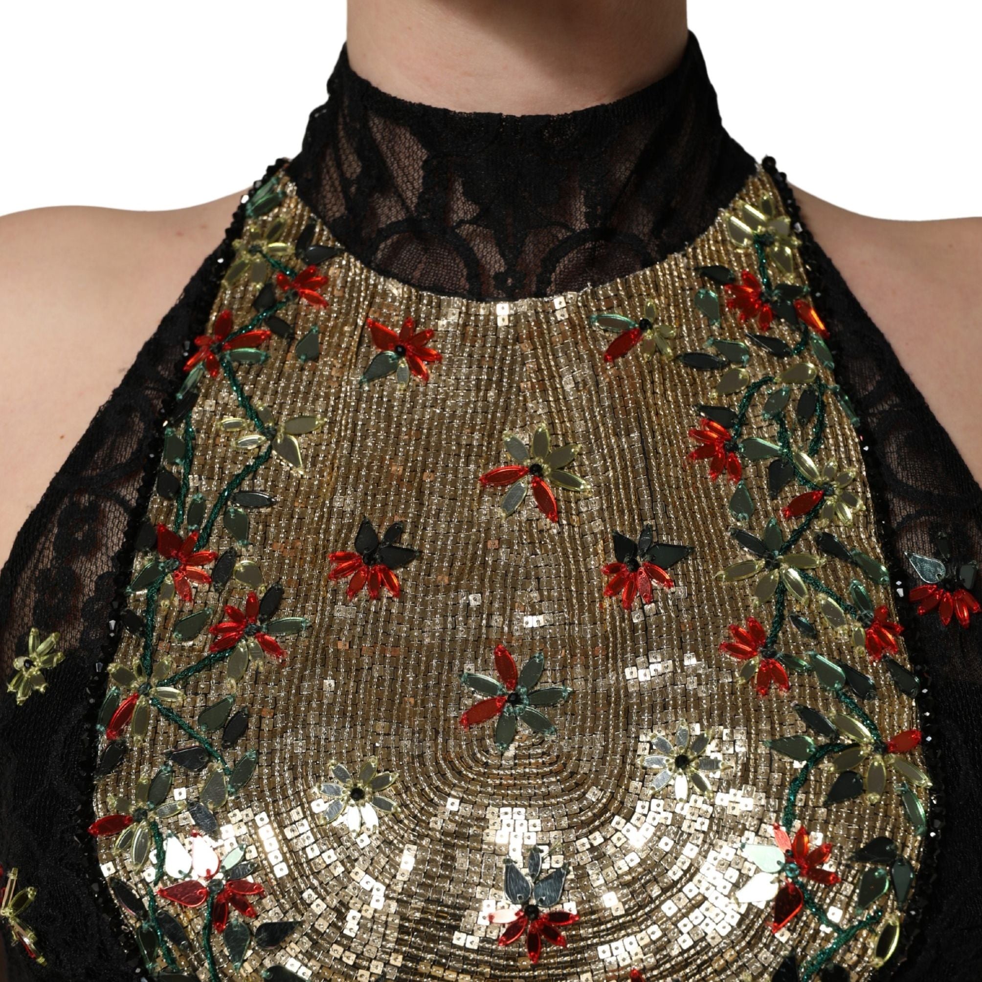 Dolce & Gabbana Black Sequin Embellished Sheath Mini Dress