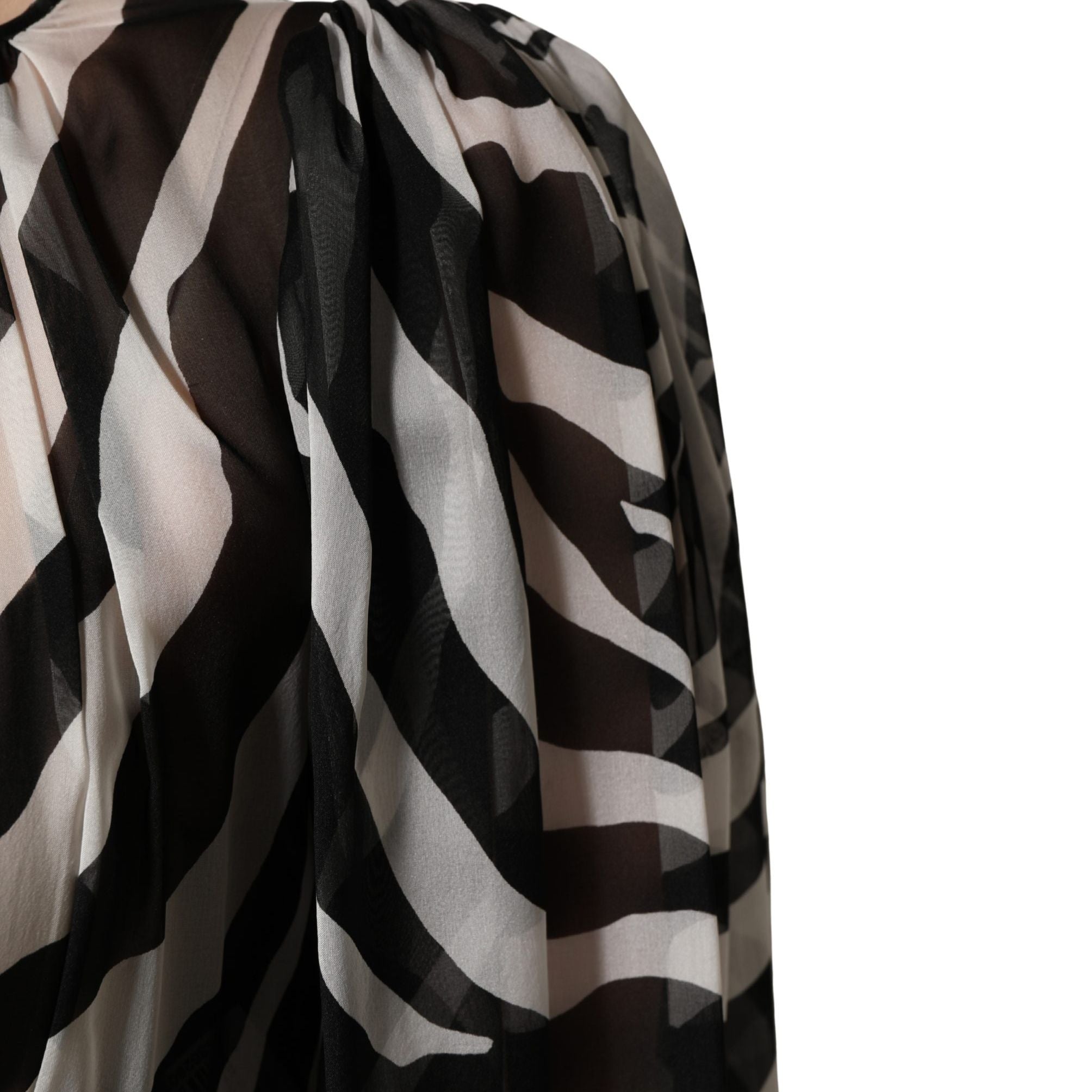 MSGM Black White Zebra Puff Sleeves Mini Dress