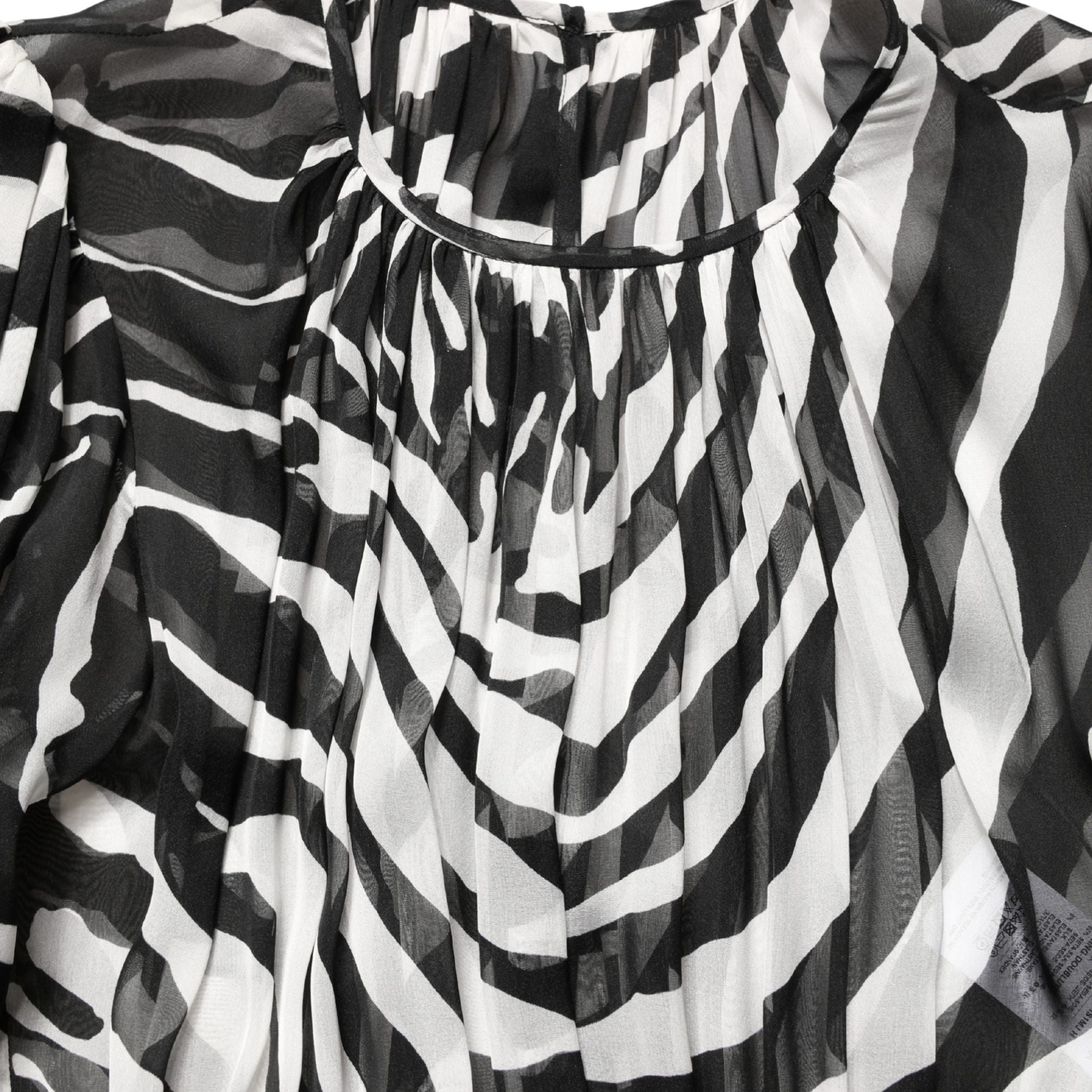 MSGM Black White Zebra Puff Sleeves Mini Dress