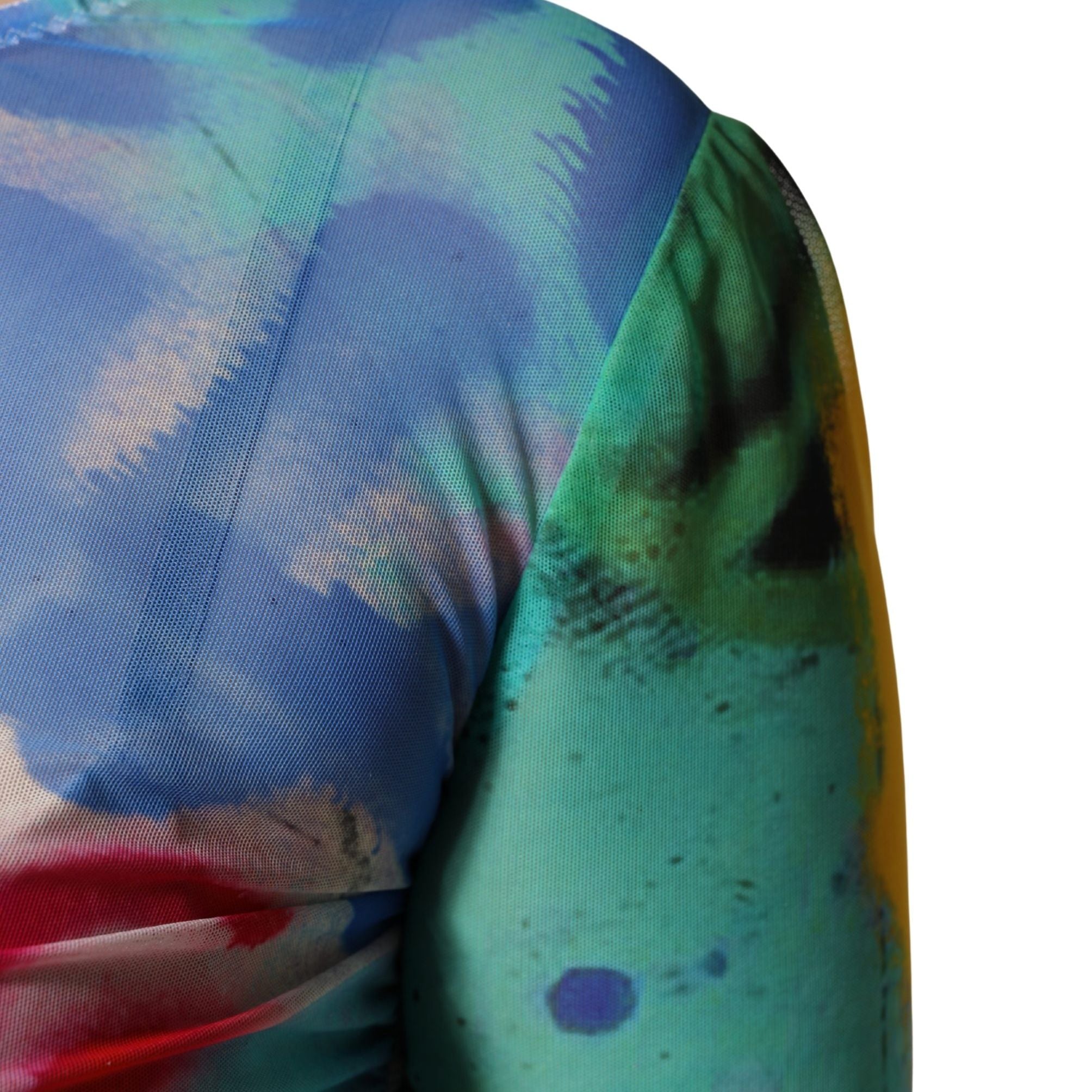 Dolce & Gabbana Multicolor Graffiti Print Tulle Sheath Midi Dress