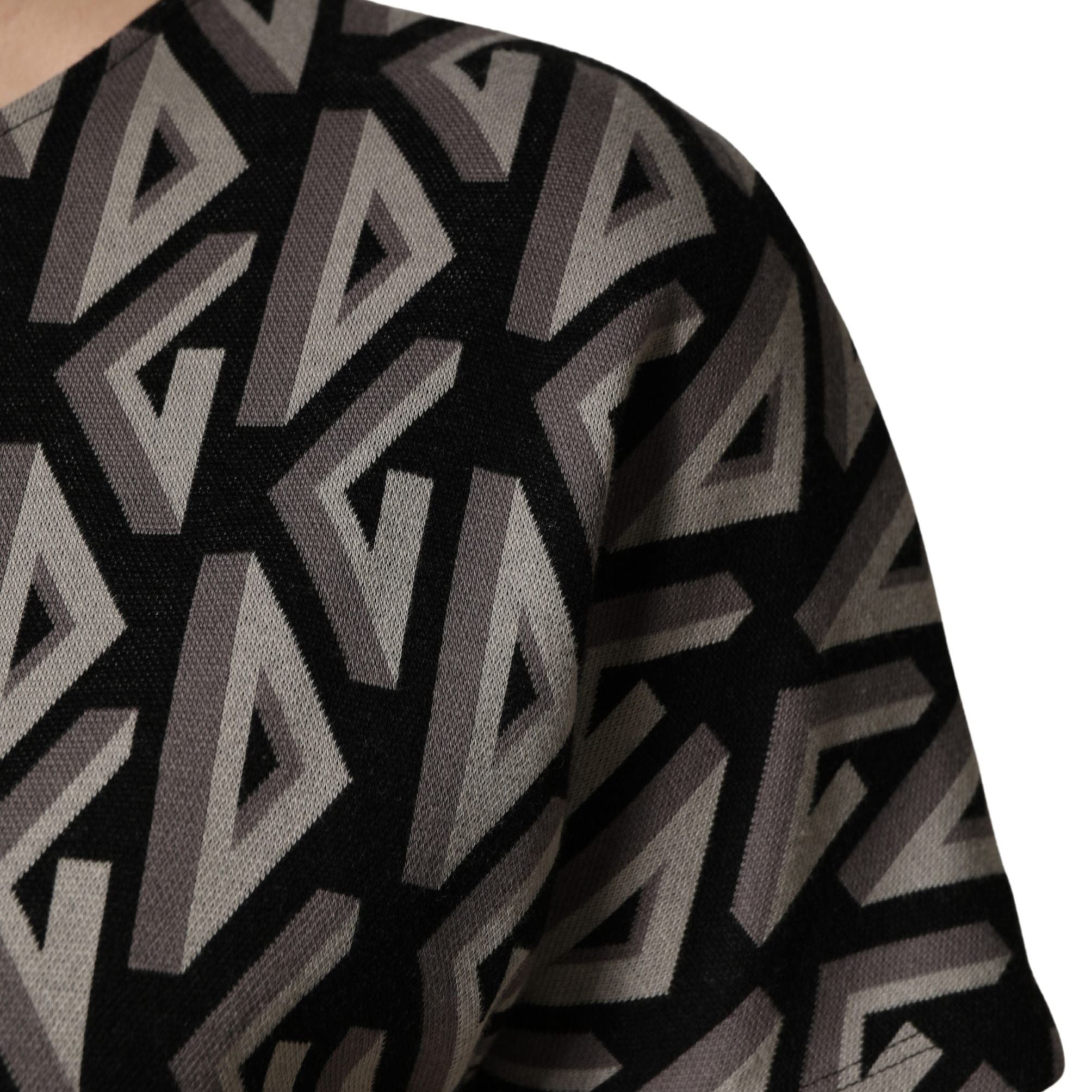 Dolce & Gabbana Black Logo Print Cotton Knee Length Dress