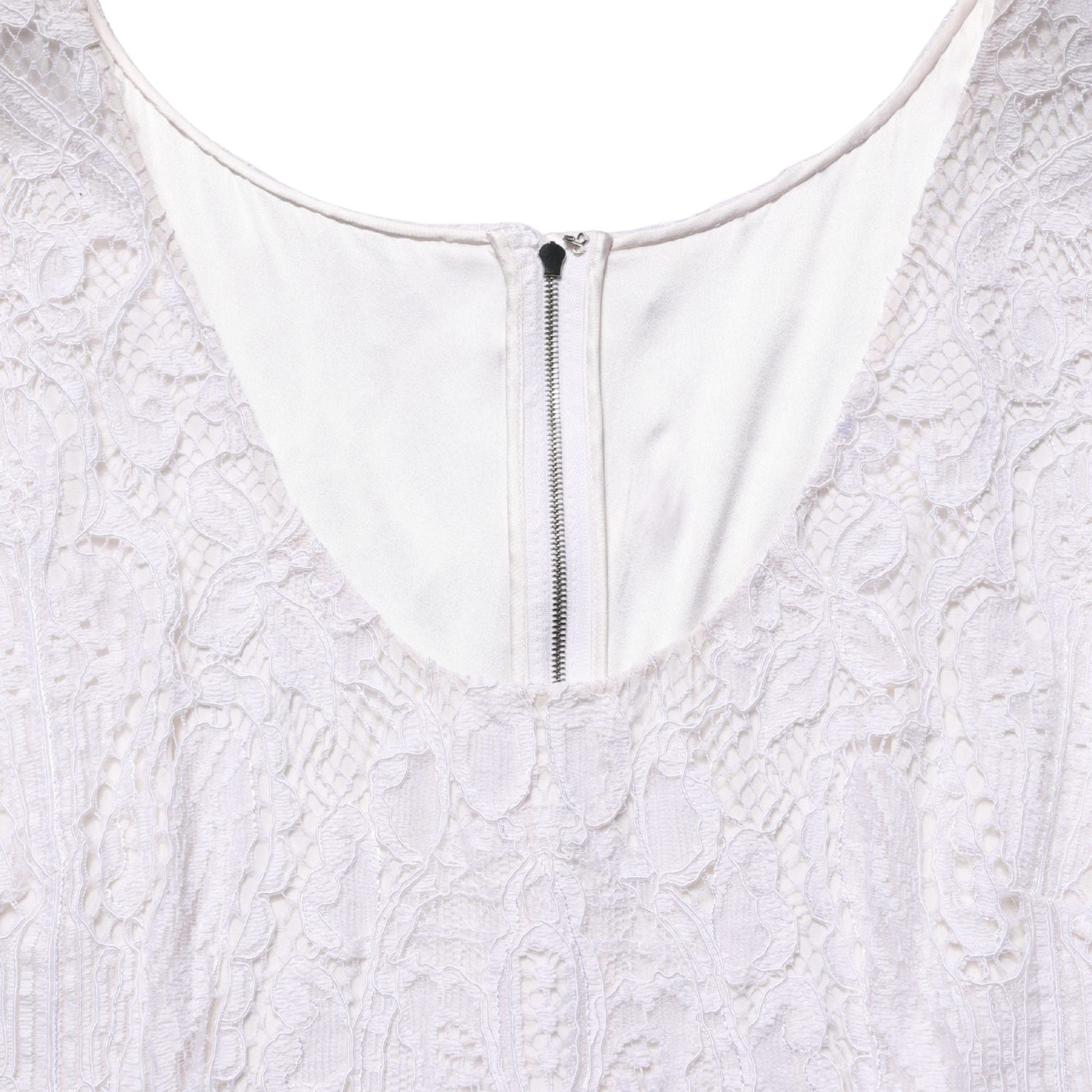 Dolce & Gabbana White Floral Lace Sleeveless Midi Dress