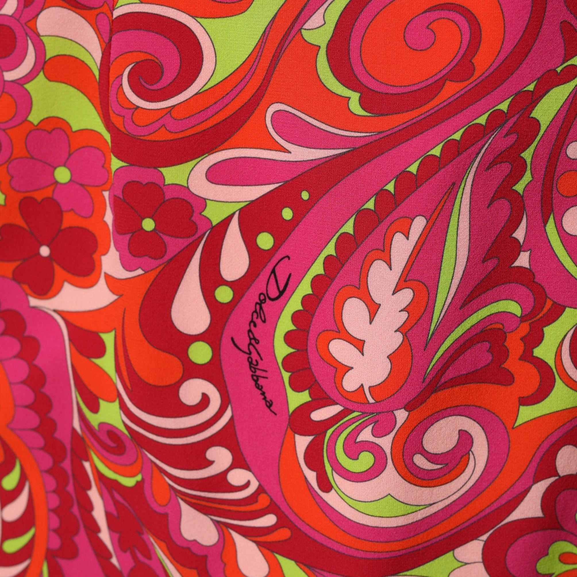 Dolce & Gabbana Red Paisley Floral Print Sheath Midi Dress