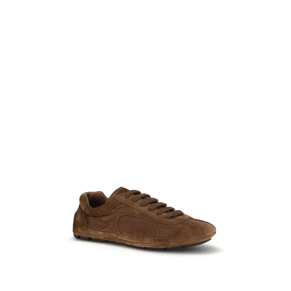 Prada Brown Calf Leather Bos Taurus Low Top Sneakers