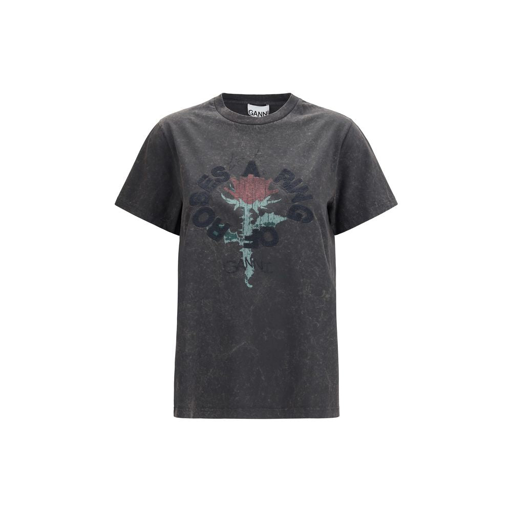 Ganni Gray Cotton T-Shirt