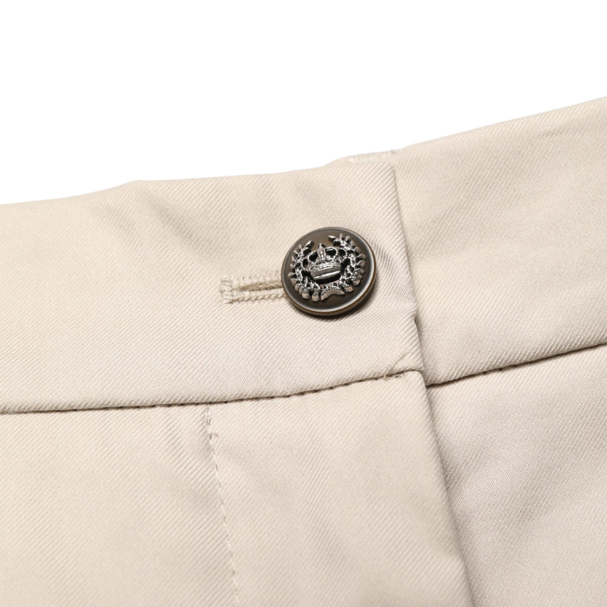 Dolce & Gabbana Beige Cotton Mid Waist Cropped Trouser Pants