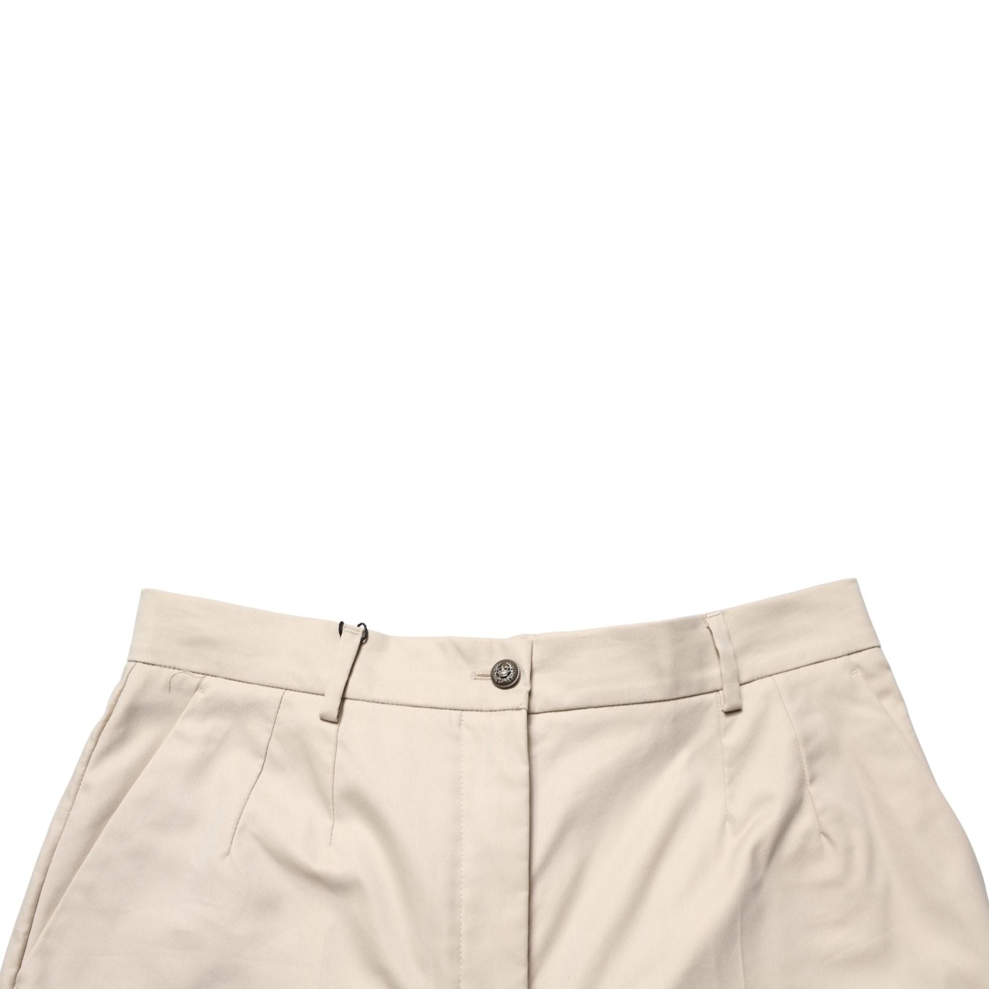 Dolce & Gabbana Beige Cotton Mid Waist Cropped Trouser Pants