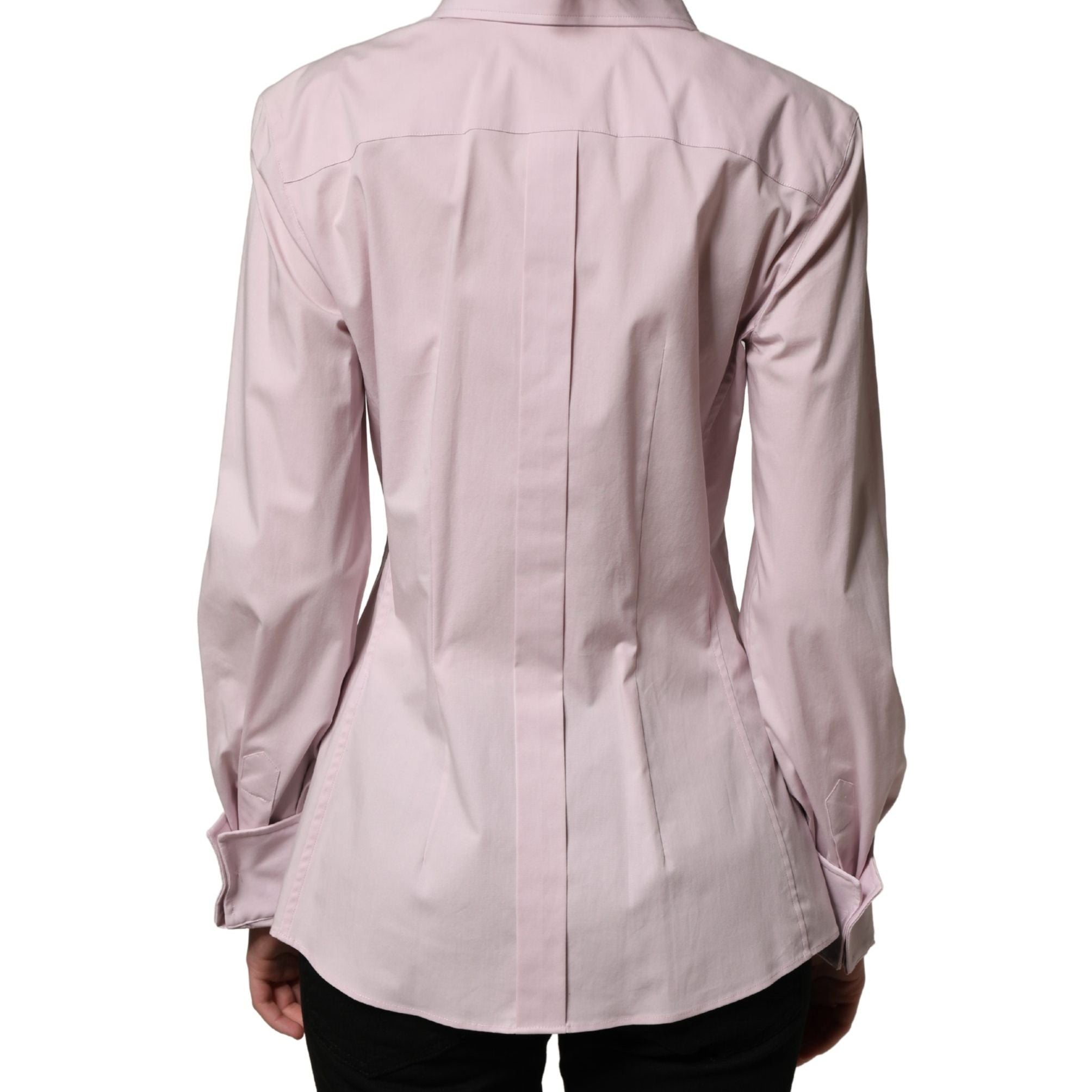 Dolce & Gabbana Pink Cotton Long Sleeves Collared Shirt Top