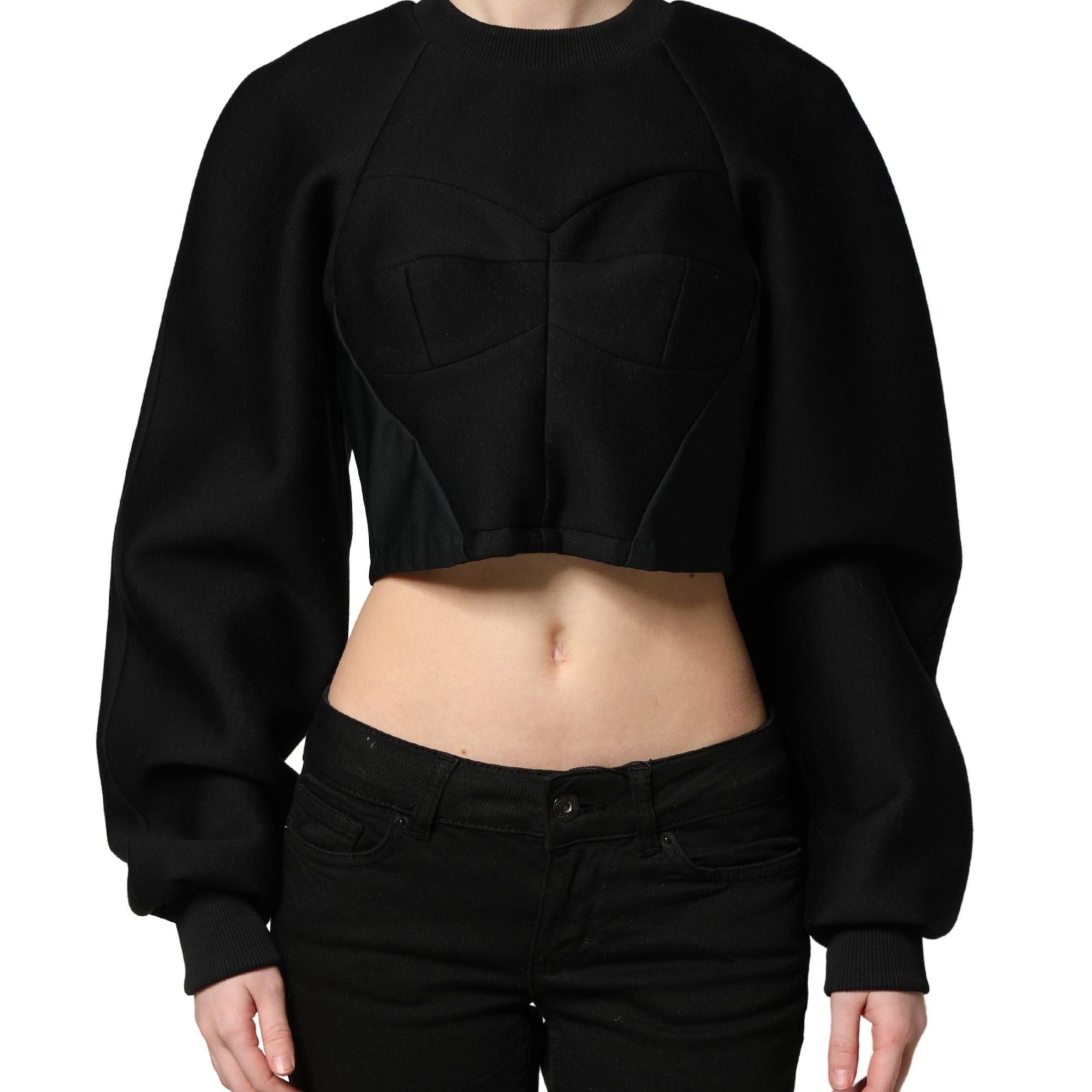 Philosophy Black Cropped ZipperBack Sweatshirt Sweater