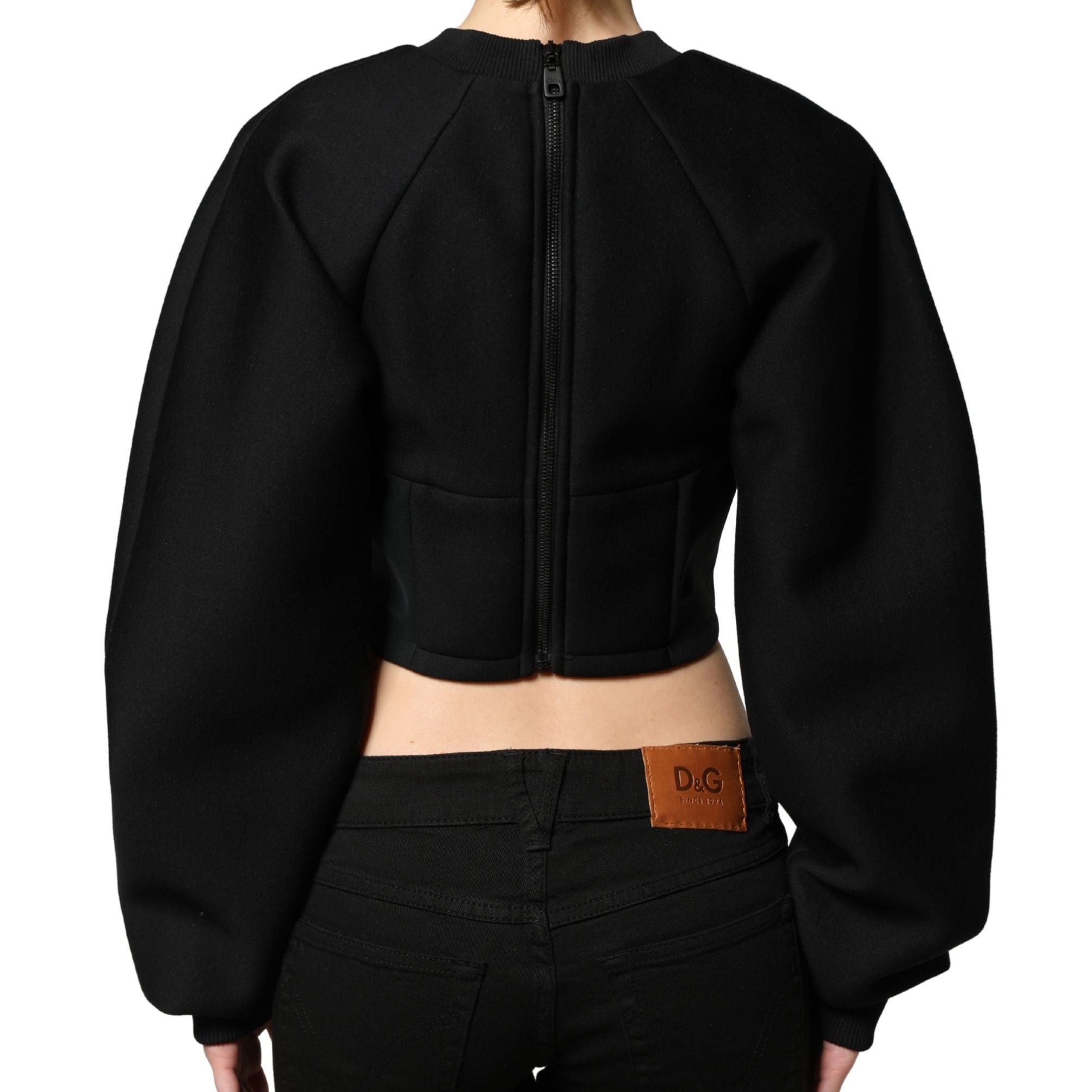 Philosophy Black Cropped ZipperBack Sweatshirt Sweater