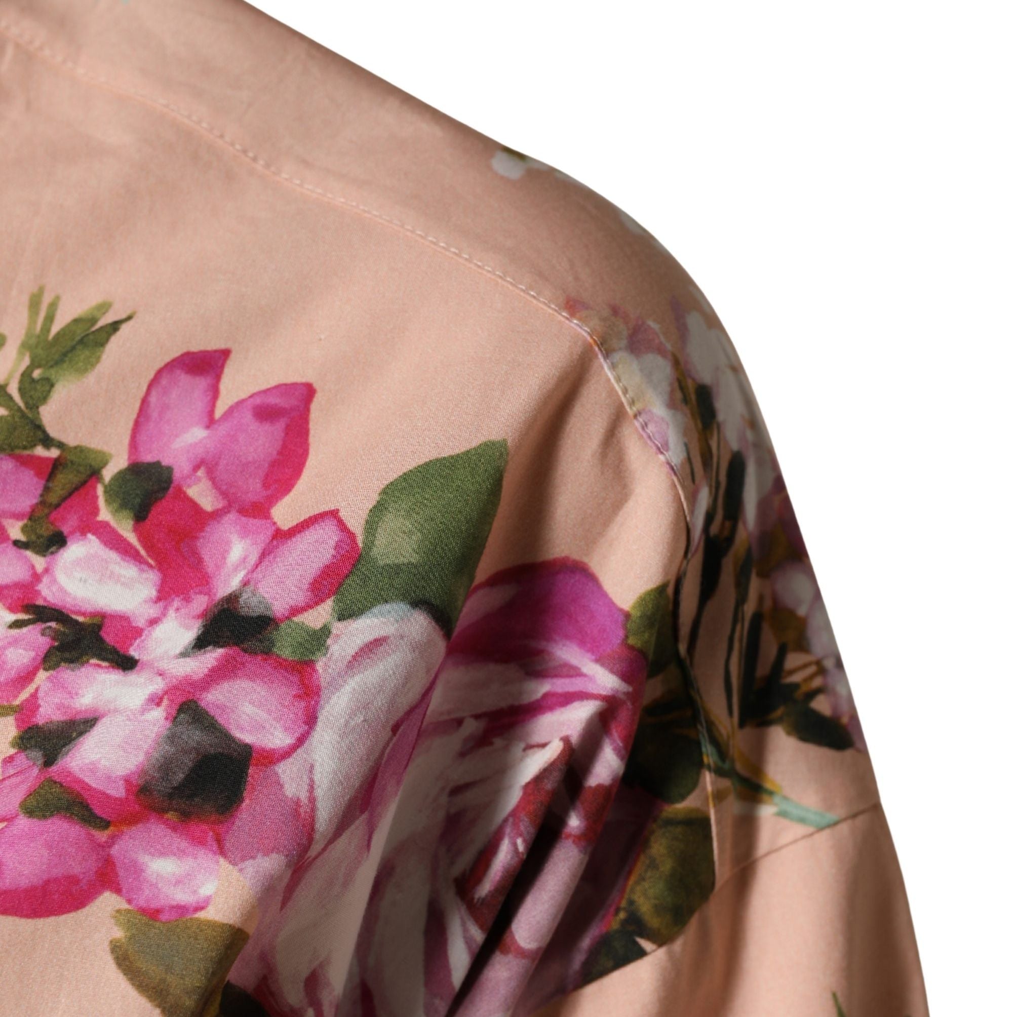 Dolce & Gabbana Pink Floral Cotton Button Front Shirt Top