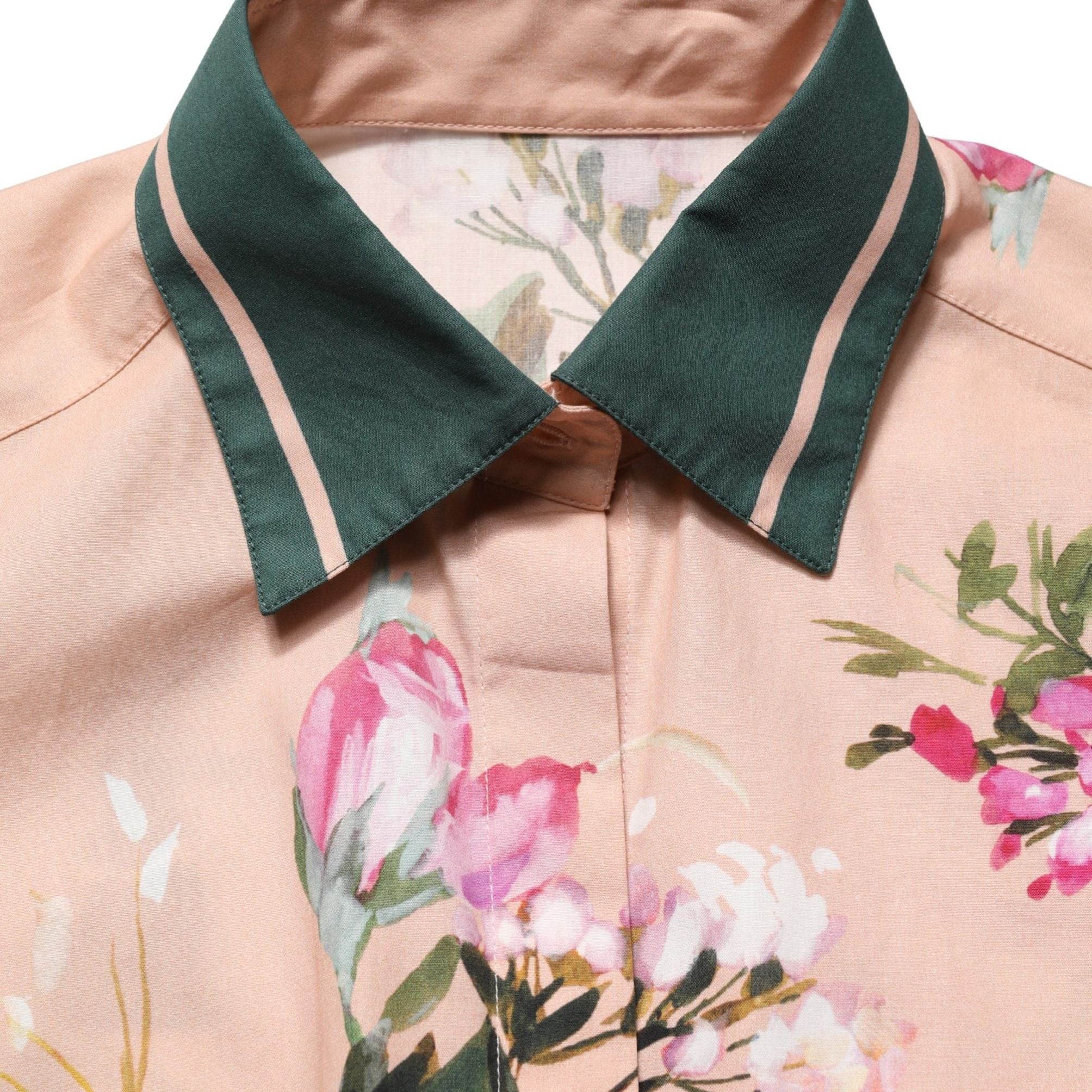 Dolce & Gabbana Pink Floral Cotton Button Front Shirt Top