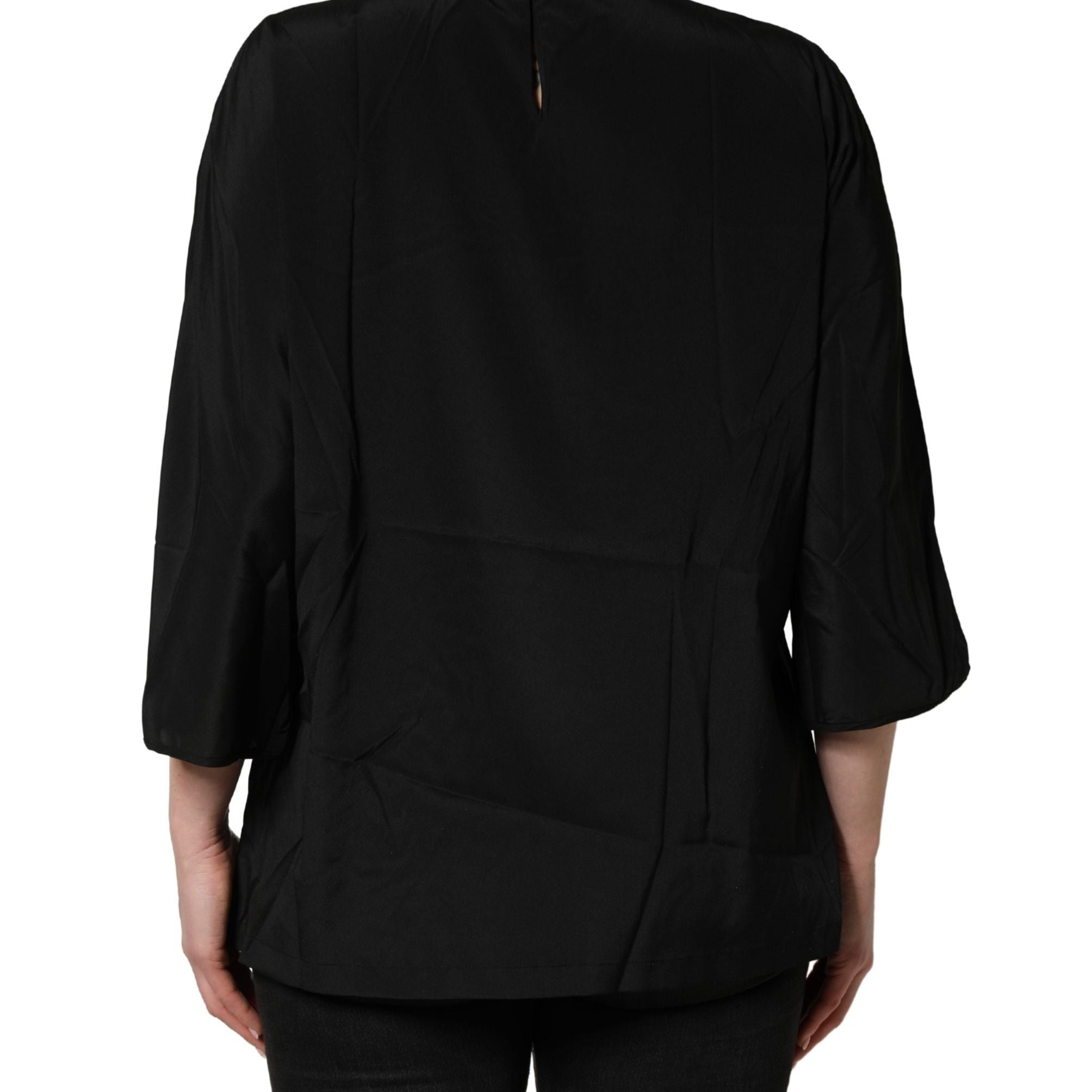 Dolce & Gabbana Black #dgfamily Silk Blouse Top
