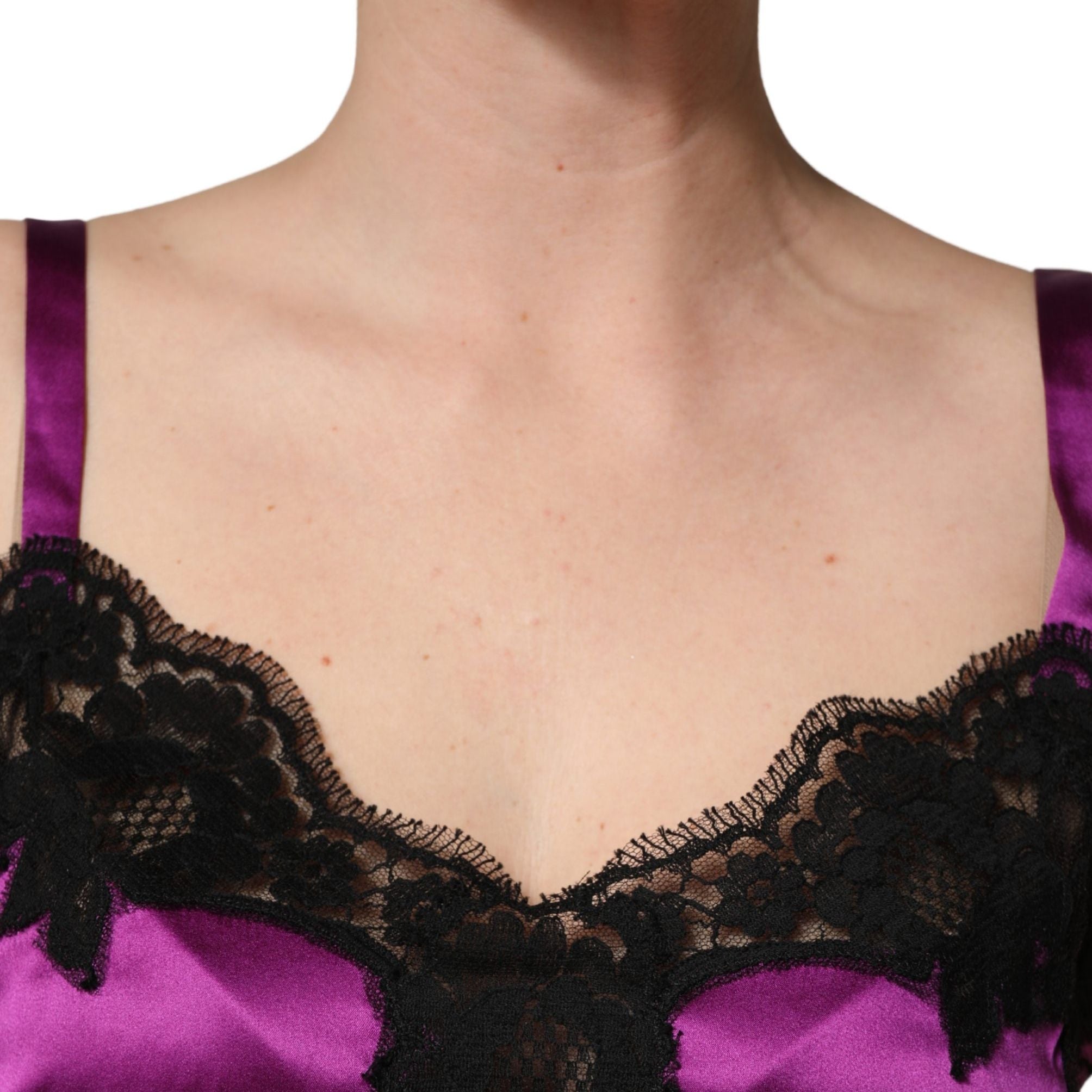 Dolce & Gabbana Purple Silk Lace Trim Camisole Sleeveless Tank Top